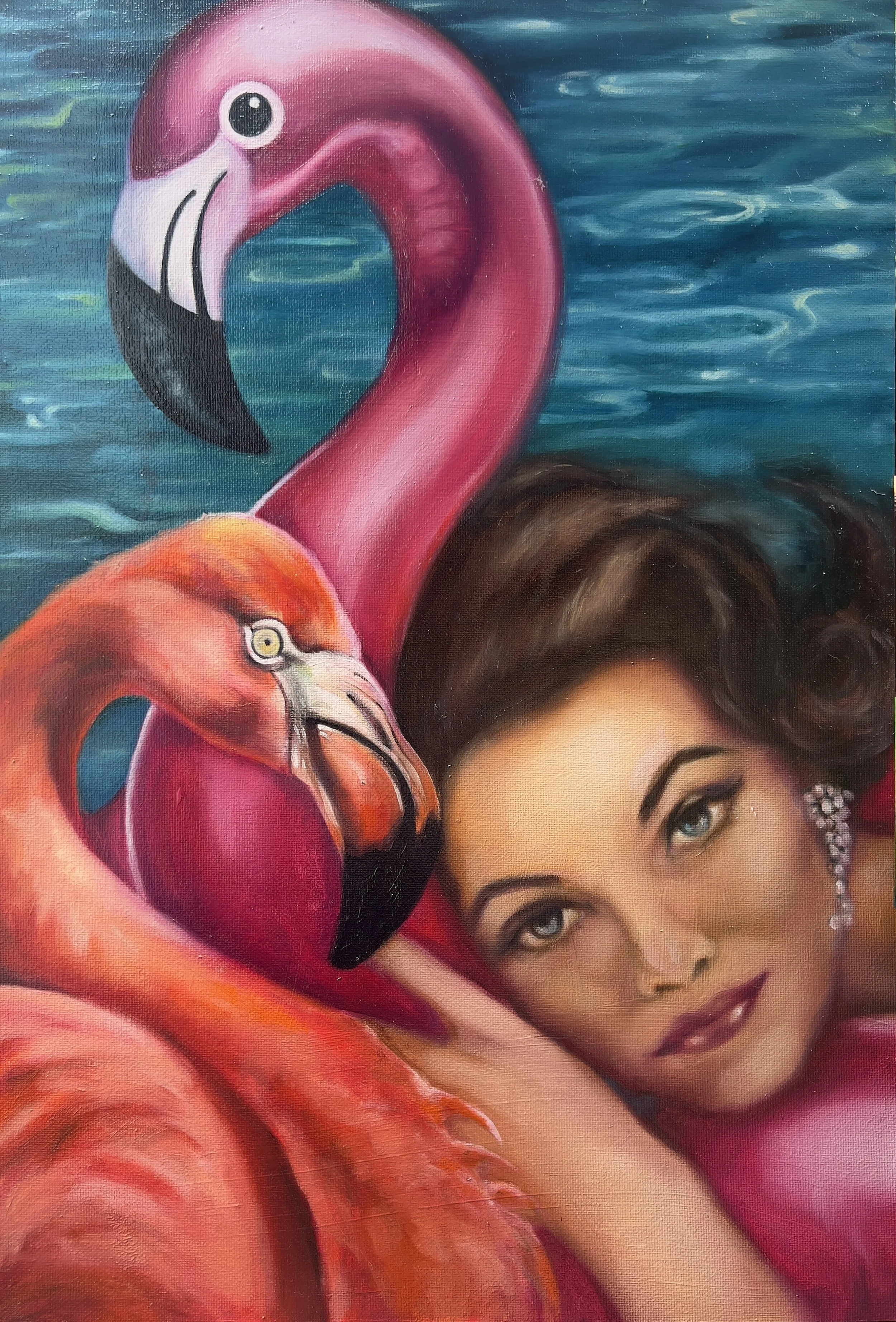 Pink Flamingos
20.5"x14", Oil on Canvas