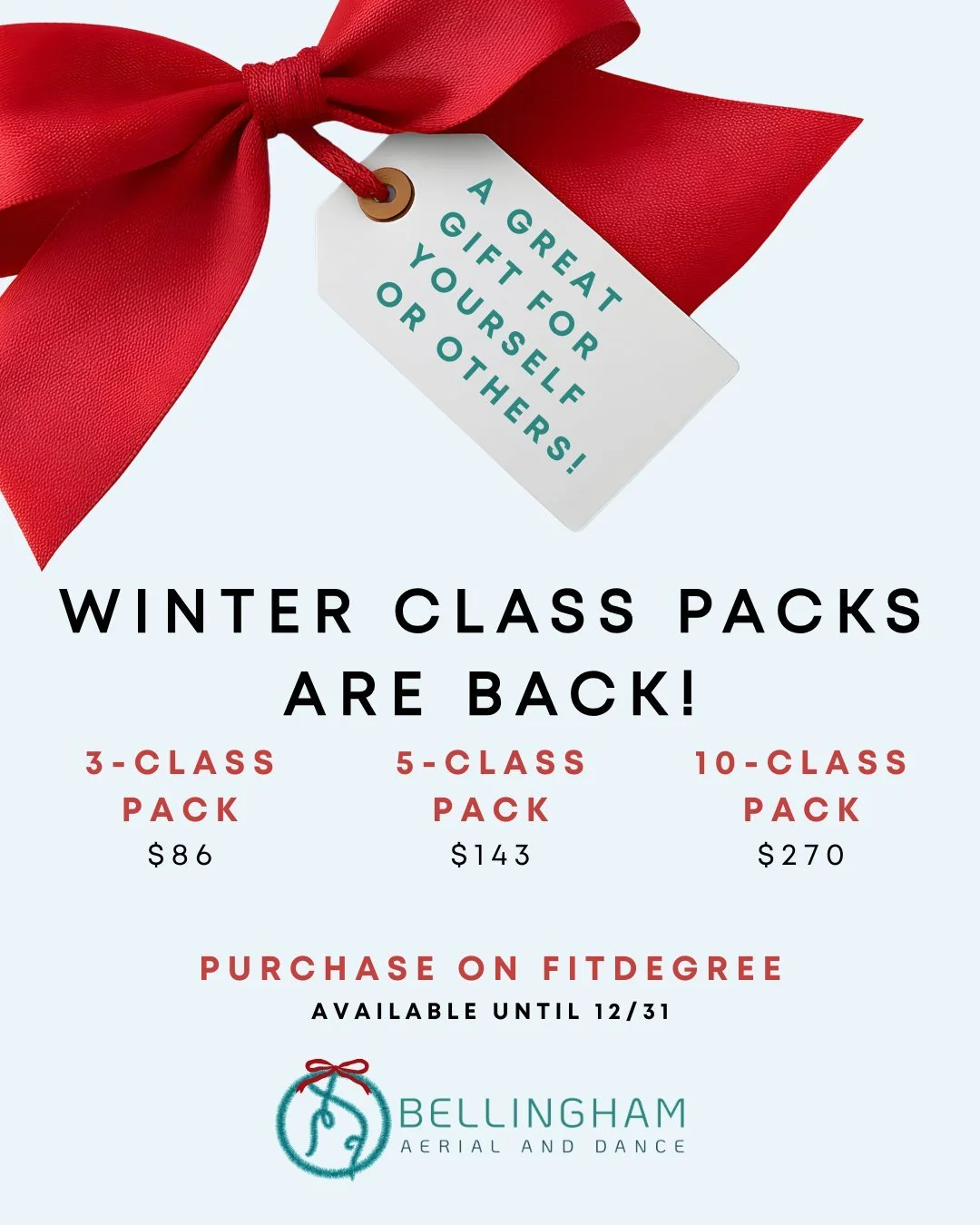 #aerial #aerialist #aerialhoop #aerialarts #aerialsilks #dance #bellingham #studio Winter is the perfect time to move, stretch, dance, and stay warm with community.
Our Winter Class Packs are back through 12/31!
Whether you&rsquo;re gifting movement 