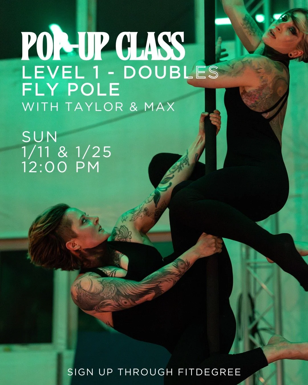 Our last fly pole doubles pop-up was so fun we decided to do TWO more!!
Join @little.vixen.grey and @spaghetti_memoirs for more Level 1 Fly Pole Doubles!!

No partner needed - willingness to dance with others
Already passed off to level 1 fly pole.