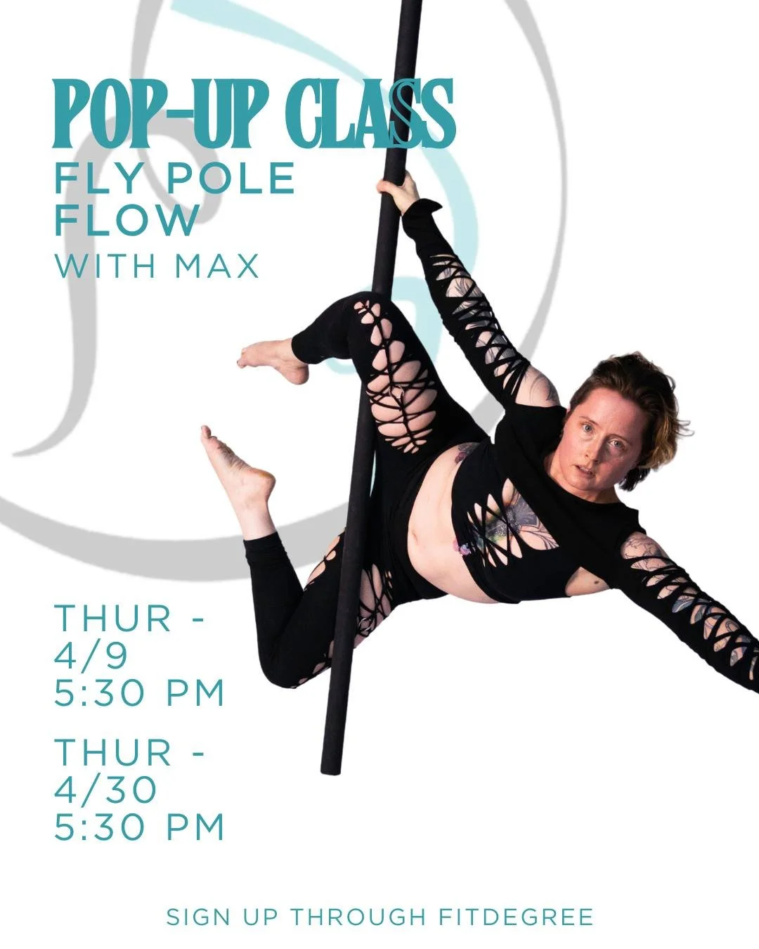 #flypole #poledance #aerialist #dancer Fly Pole Flow - All Levels

Come explore your own unique movement style using the fly pole as your home base. Learn a short combo and use class to explore different shapes, transitions and vibes all while findin