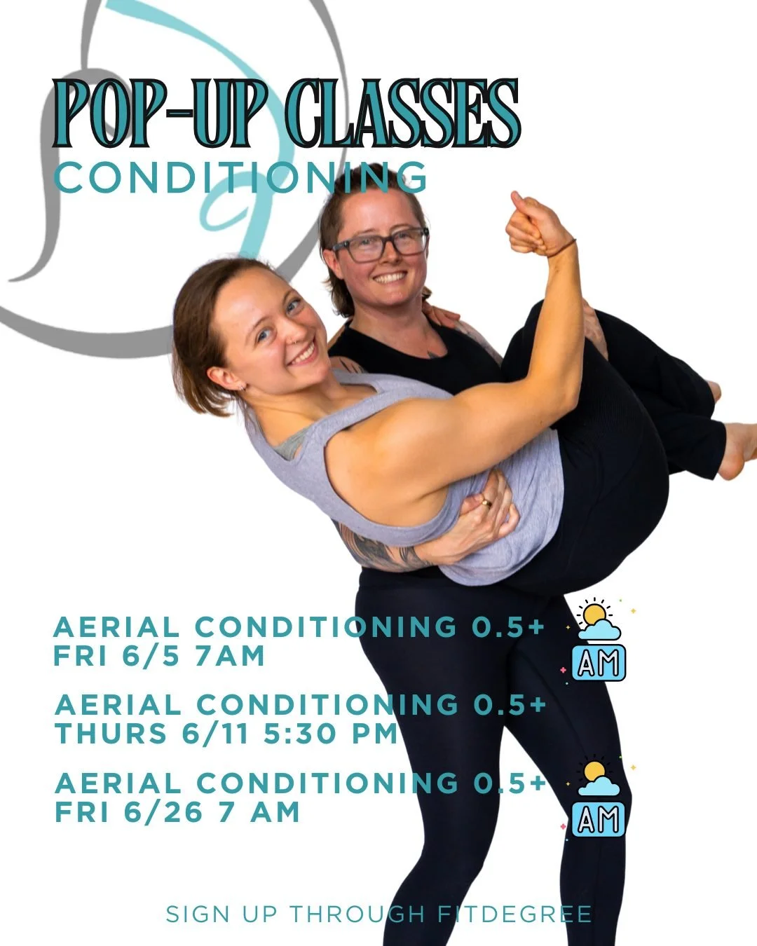 Our weekly conditioning classes have been so popular that we added some to our pop-up schedule in June including TWO morning classes! These foundations + classes offer modifications for where you are at and include exercises on the floor and in an ap