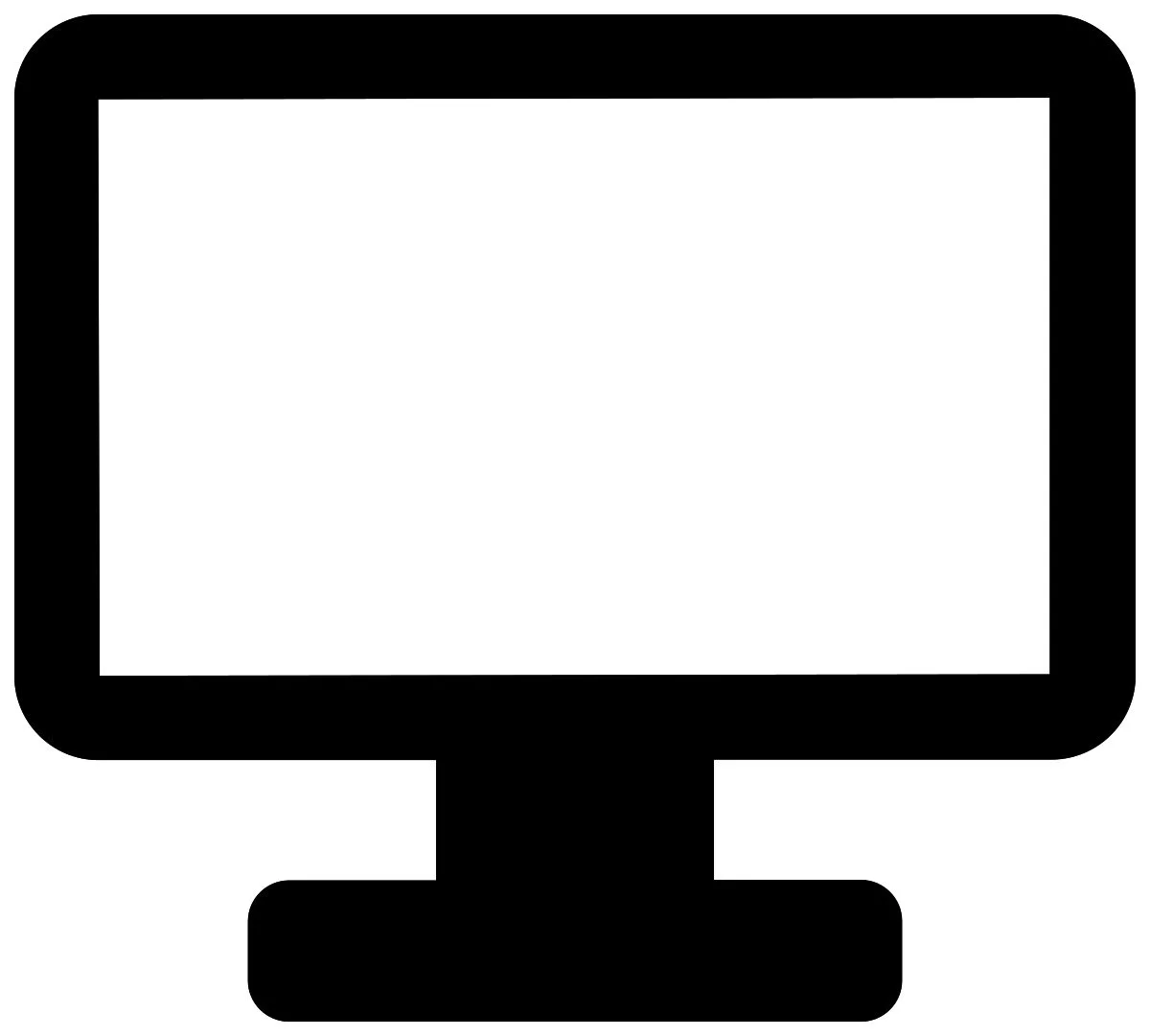 Icon of a computer monitor with a blank screen and stand.