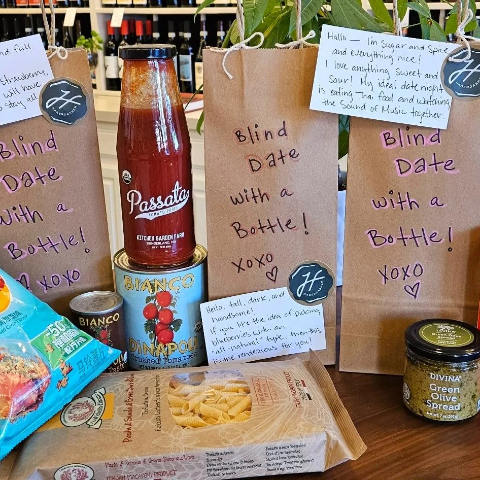 🥂Looking to fall in love for Valentine's Day? Take a chance, and let us set you up with one of our bottled friends! 💘Read the bios, pick your mystery bottle of wine, and maybe add some of that bottle's favorite snacks to the mix for a fun and darin