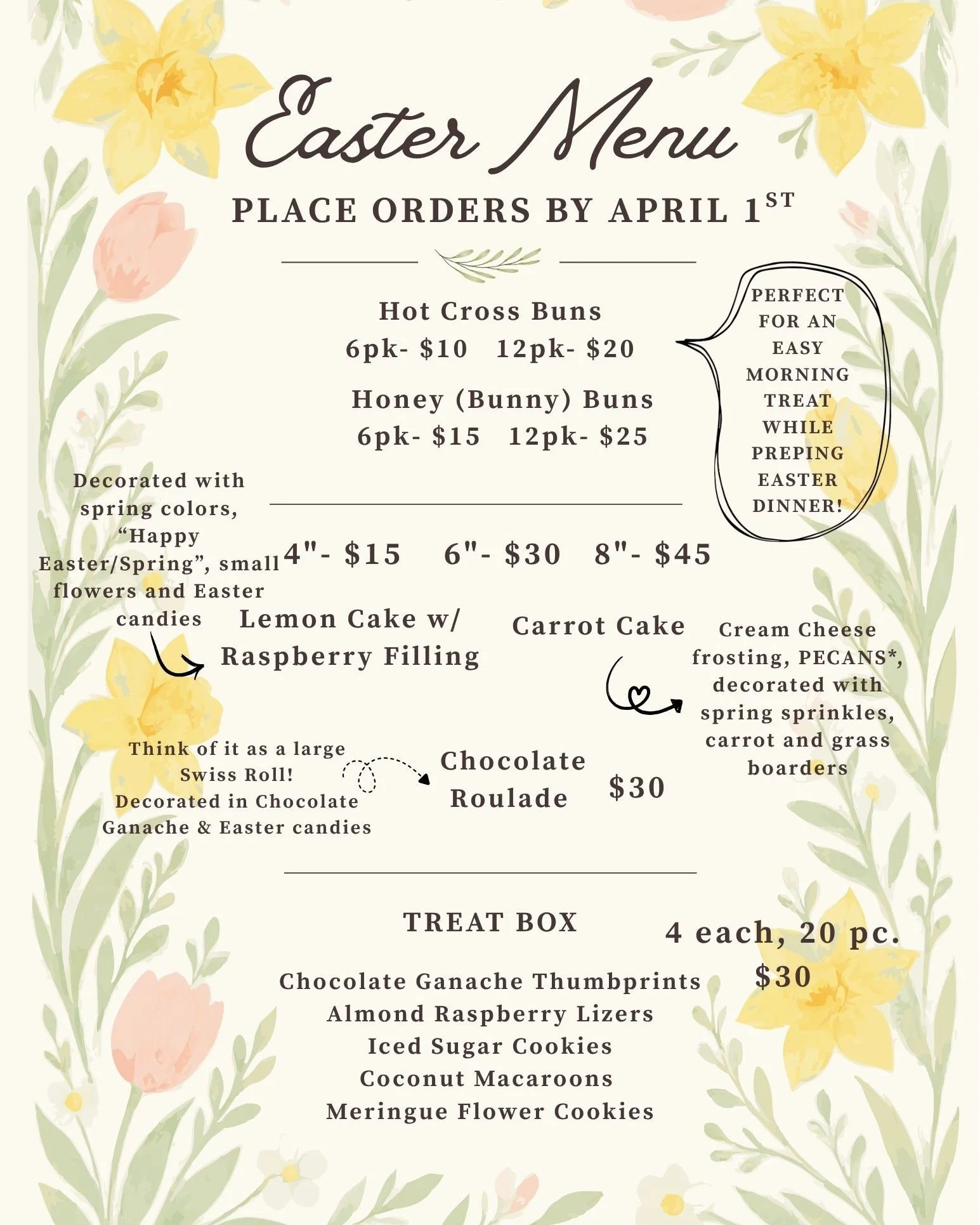 🧁🍰 The Little Bakehouse Easter Pop-Up!🌷🐰
Saturday, April 4th, noon - 6:00 pm (or while supplies last)