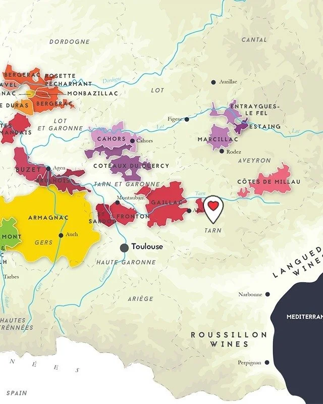 C&ocirc;tes-du-Tarn is an IGP (Indicazione Geografica Protetta) wine region in southwest France, with a temperate climate, oceanic and Mediterranean influences, and benefits like limestone, and clay. Chateau les Vignals Soif-Art Rouge blends Merlot w