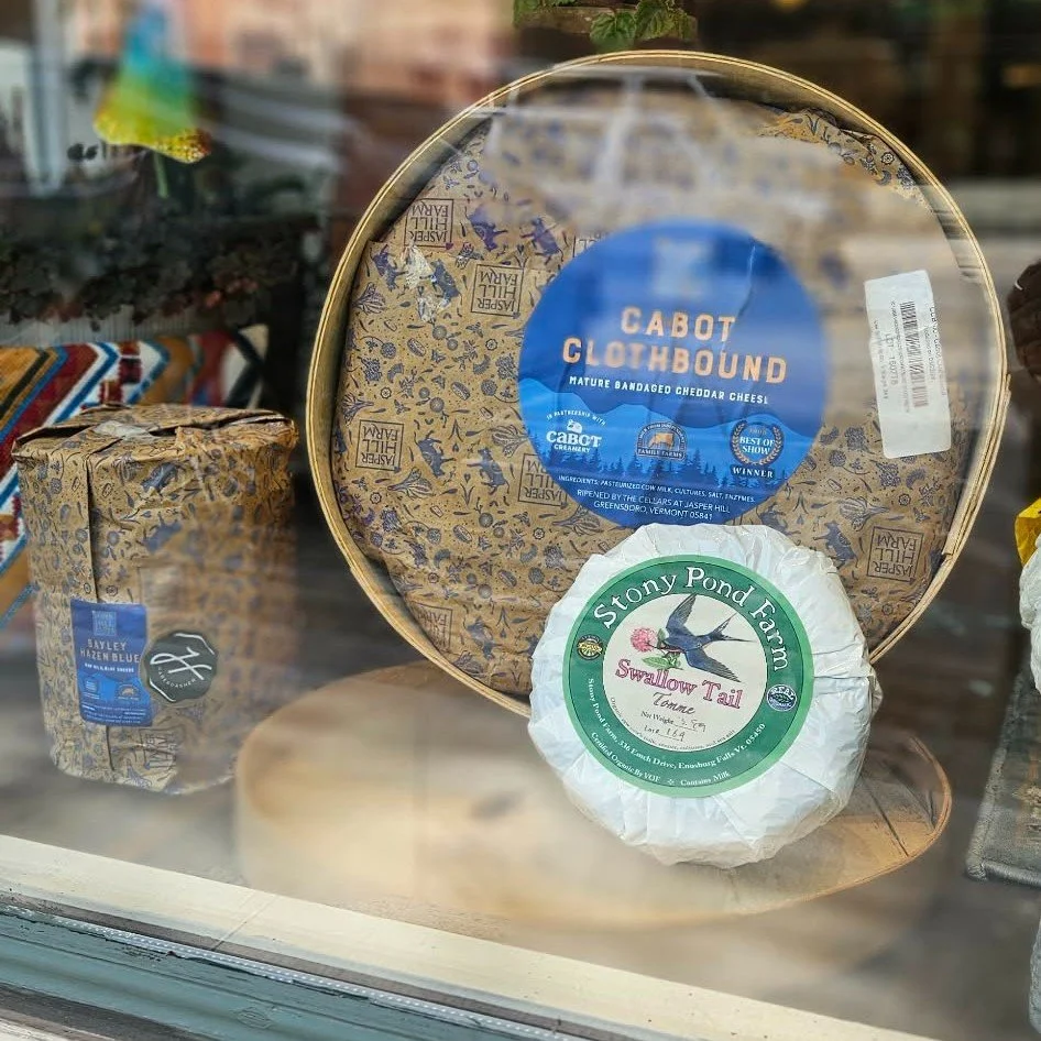 How much is that wheel of cheese in the window?*
Fun fact! Jasper Hill Cabot Clothbound is the largest wheel we stock, weighing roughly 38-40 pounds.😮

*The cheese wheels in the window are not real! We have the real stuff behind the counter.😉