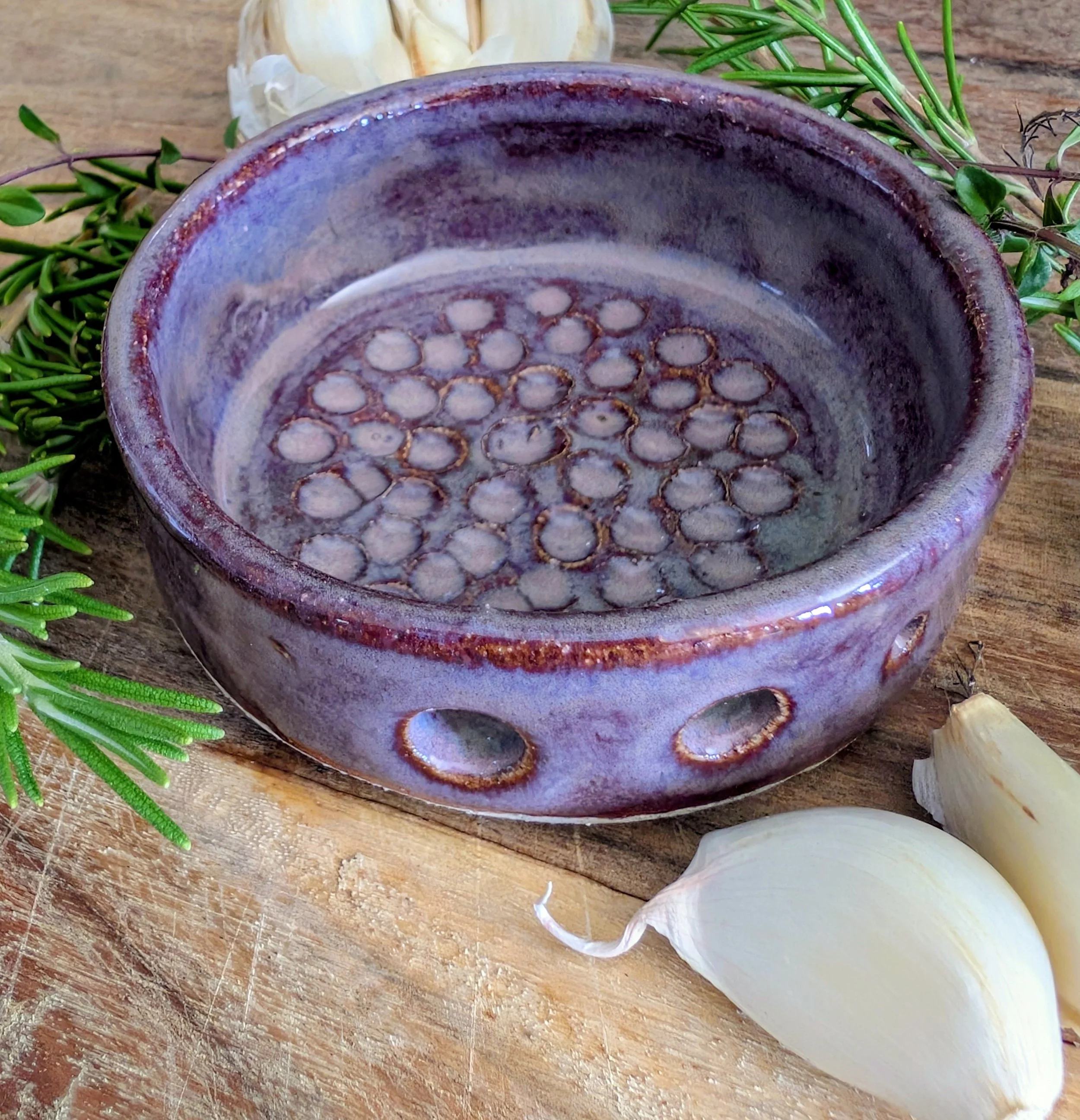 Garlic Grater/ Herb Stripper in Smokey Merlot