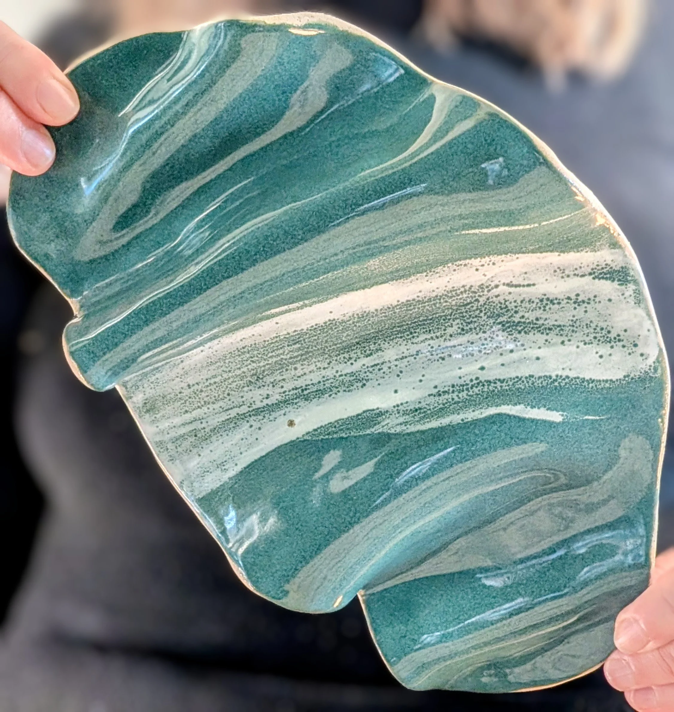 Small Platter in Snow Leaf