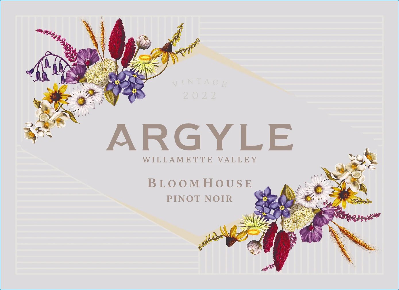 Argyle Bloomhouse Wine Labels Illustration by Kelly Thompson