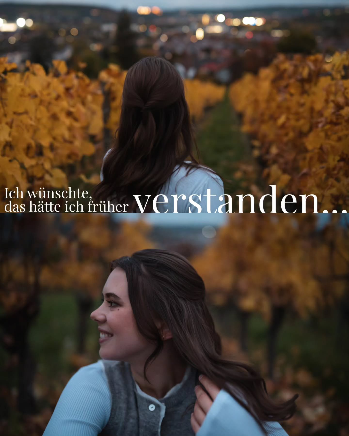 Lie&szlig; das gerne, wenn du gerade an dir zweifelst. Es wird dir helfen, zu verstehen, dass du die Richtung jederzeit &auml;ndern kannst. 🍂 

DANKE @lillymariax f&uuml;r dieses Wundersch&ouml;ne Shooting in den Weinbergen &uuml;ber W&uuml;rzburg ?