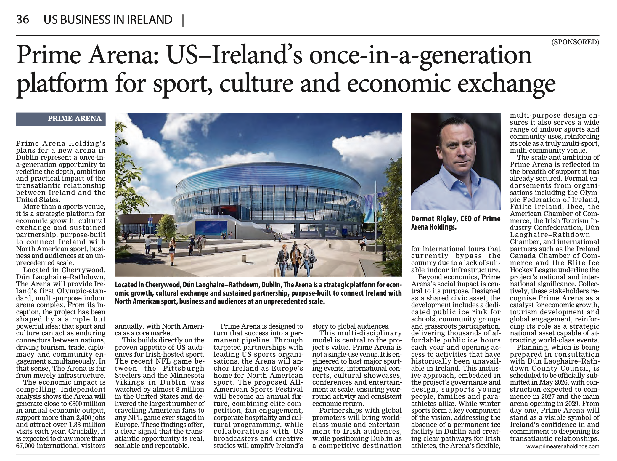 Prime Arena: US–Ireland’s once-in-a-generation platform for sport, culture and economic exchange