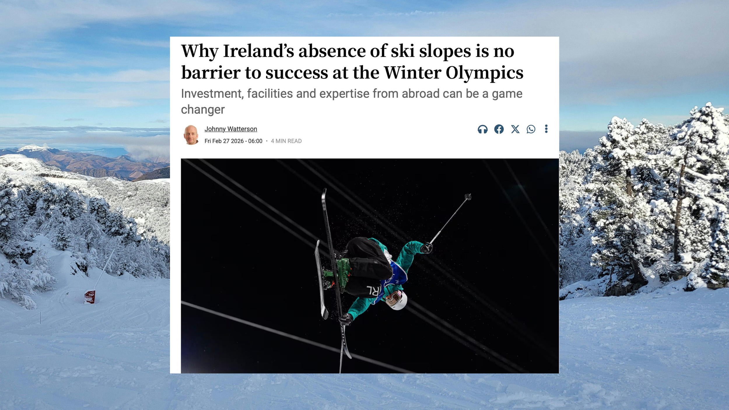 Irish Times highlights how Ireland competes at the Winter Olympics…without natural snow