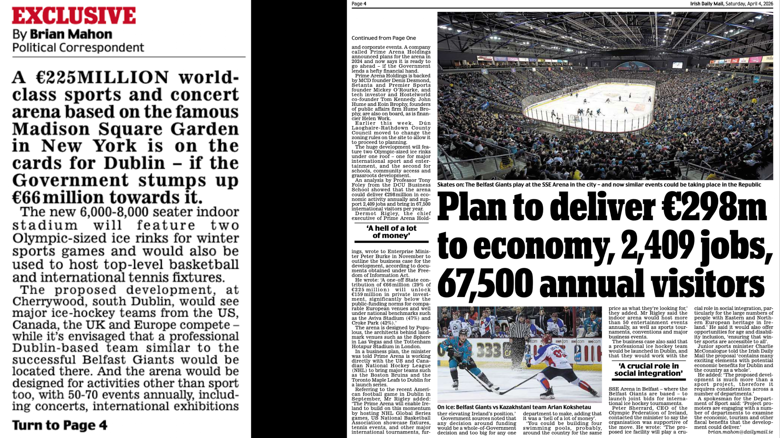 Irish Daily Mail front page feature 