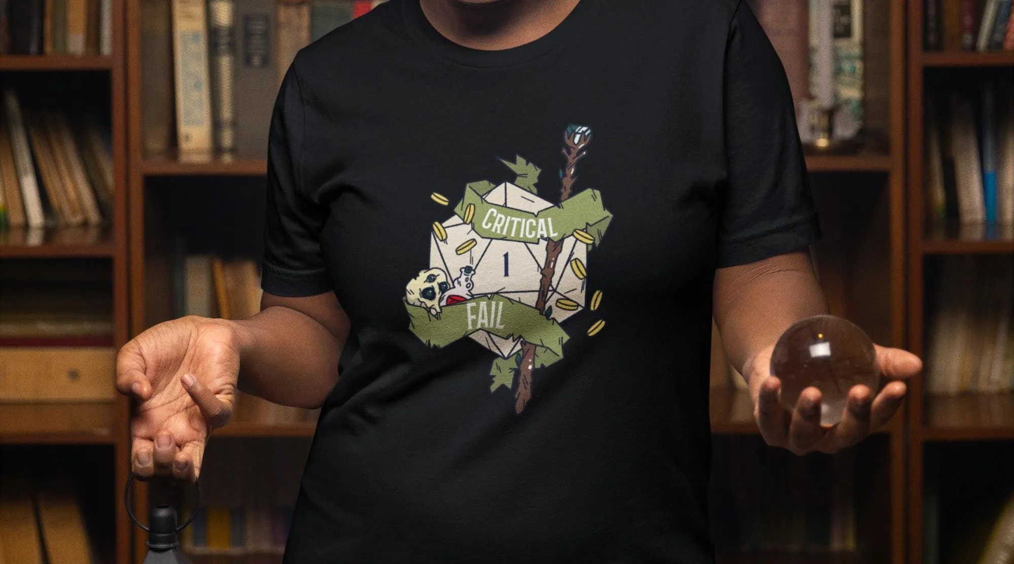 Critical Fail D20 Unisex Black T-Shirt – Embrace Your Inner Adventurer