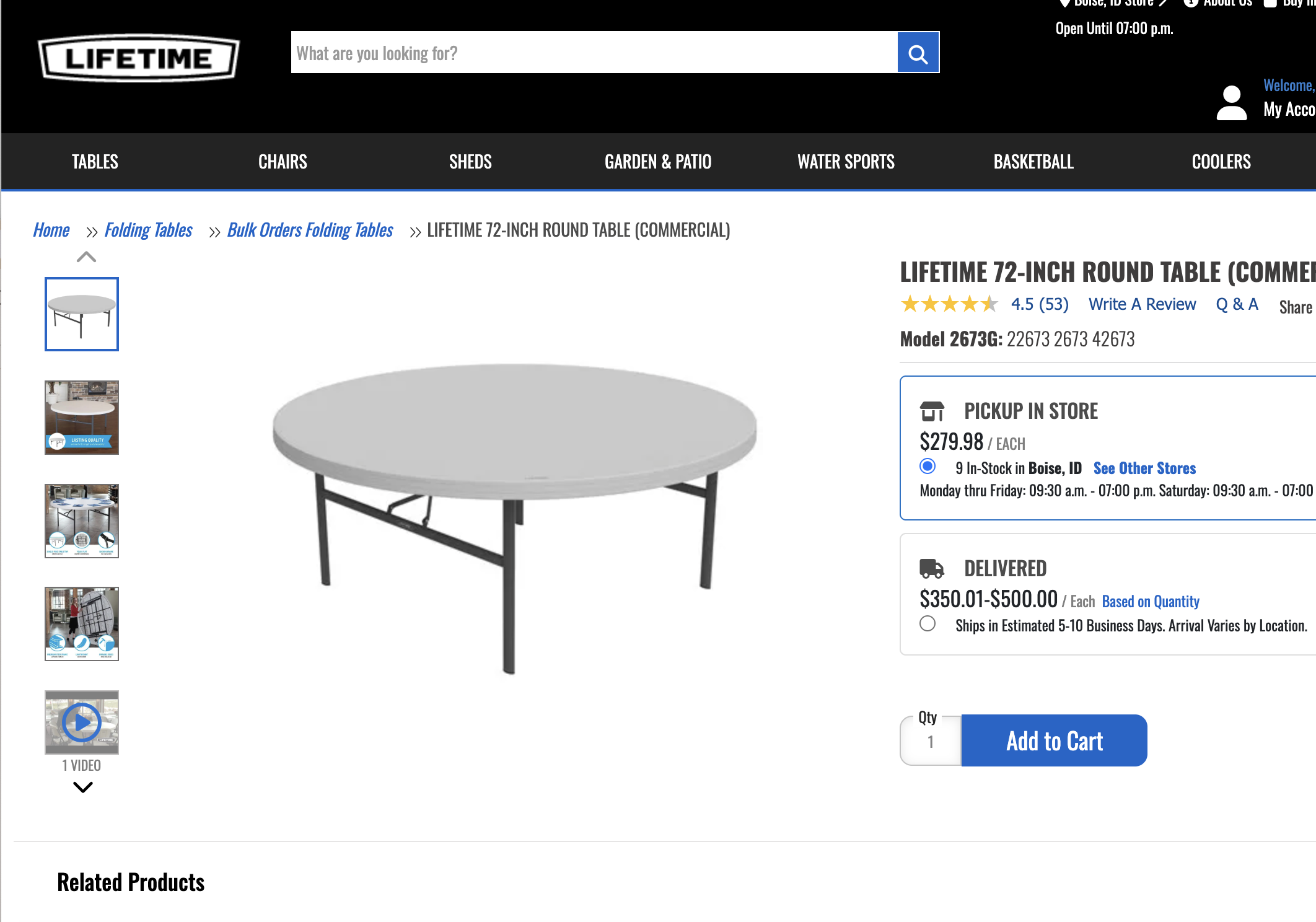 72 Inch White Round Tables - 10 Needed - Buy in Boise or click picture to purchase
