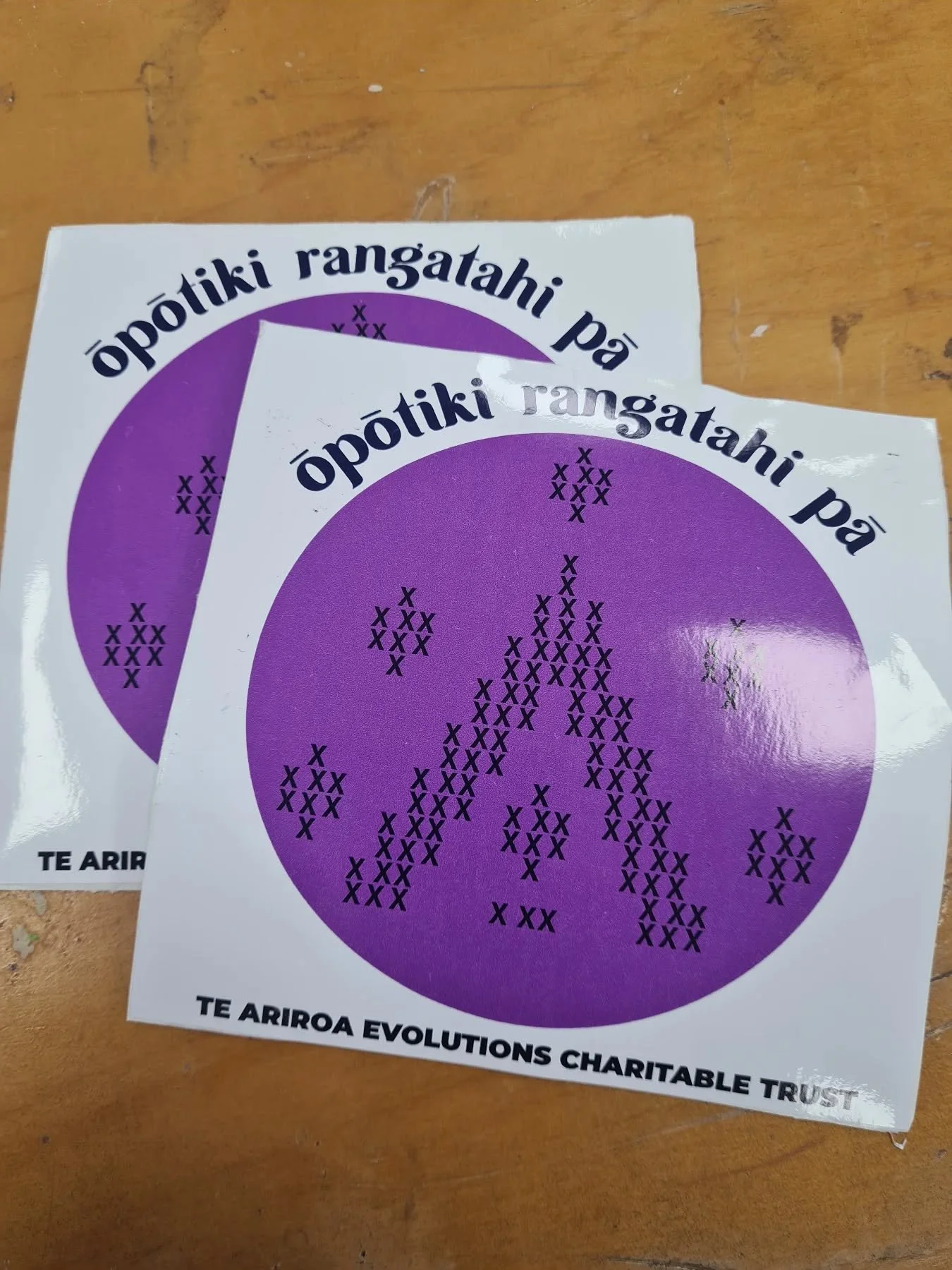This is our first iteration with making stickers! Want one of these? Koha for the Kaupapa -- $5 💜 

Stick them on your journals, on your cars, on your scooters 😁 Help share our kaupapa to the world, or at least to more of our Ōpōtiki community to s