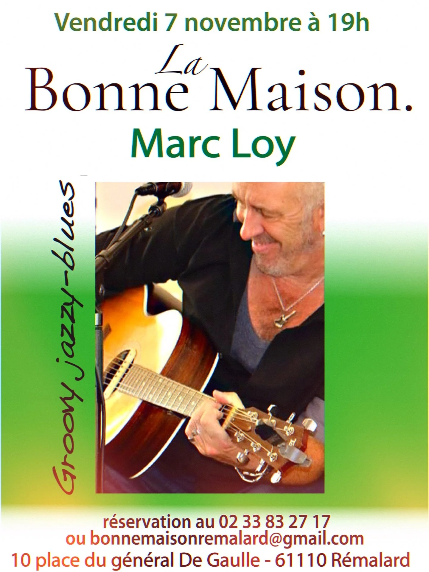 🎸⚡ MARC LOY EST DE RETOUR CHEZ NOUS ! ⚡🎸

🔥 Marc Loy revient avec son rock &eacute;nergique et ses reprises qui d&eacute;chirent ! Pr&eacute;parez-vous &agrave; une soir&eacute;e 100% bonne humeur, bi&egrave;res du Perche et galettes croustillante