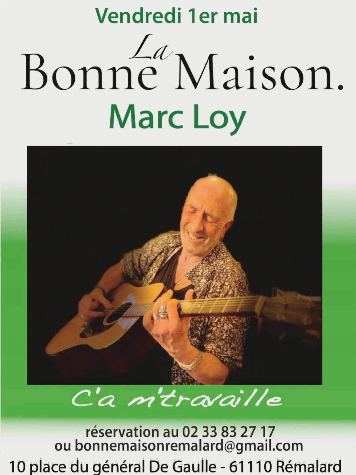 🎸🔥 MARC LOY CE VENDREDI 1ER MAI &Agrave; 19H30 !
Rock, galettes et bi&egrave;res au rendez-vous !
📞 02 33 83 27 17 &ndash; R&eacute;servez vite !
#BonneMaison #MarcLoy #ConcertRock #LePerche