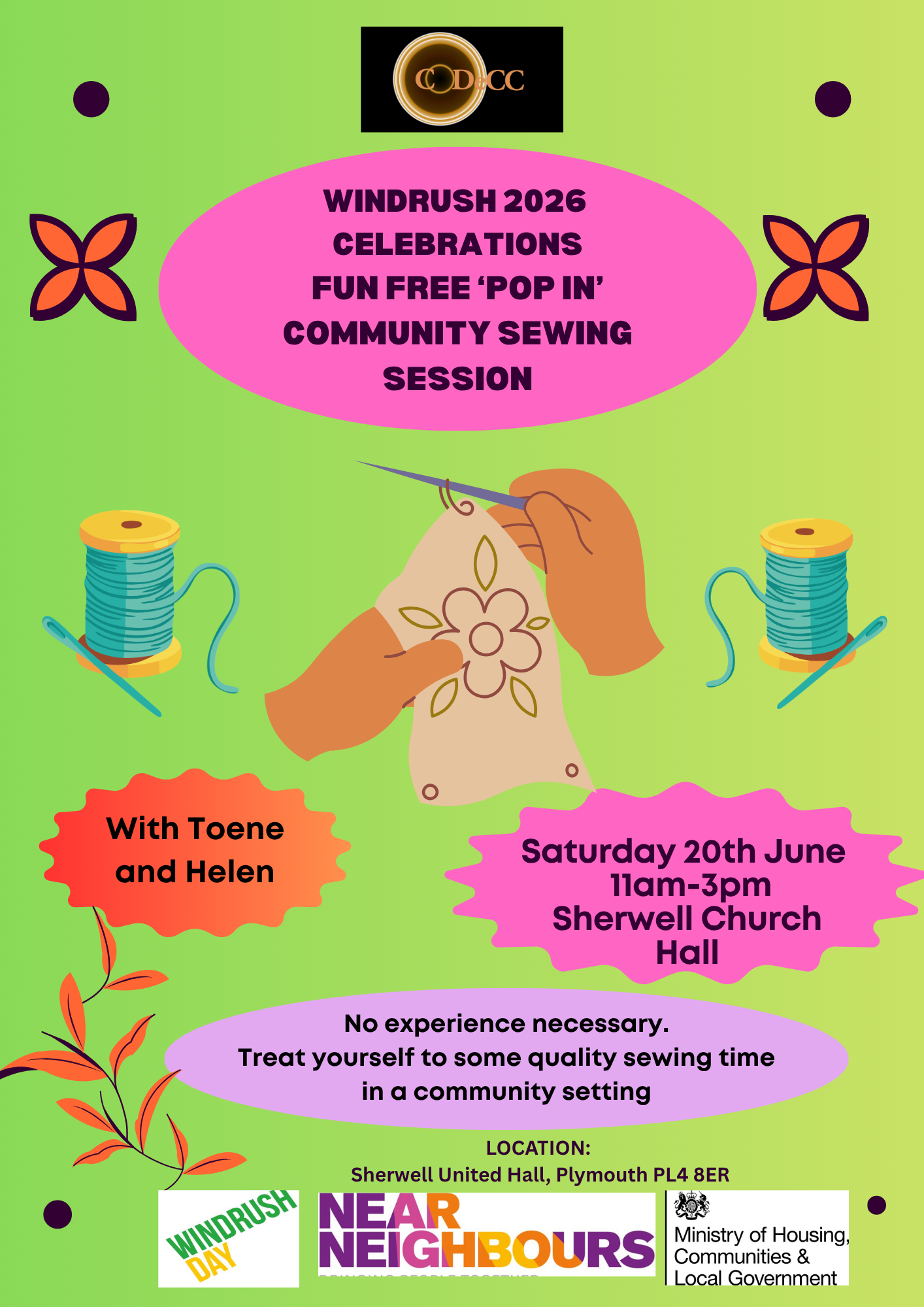'Drop in' handsewing sessions (free) celebrating windrush style