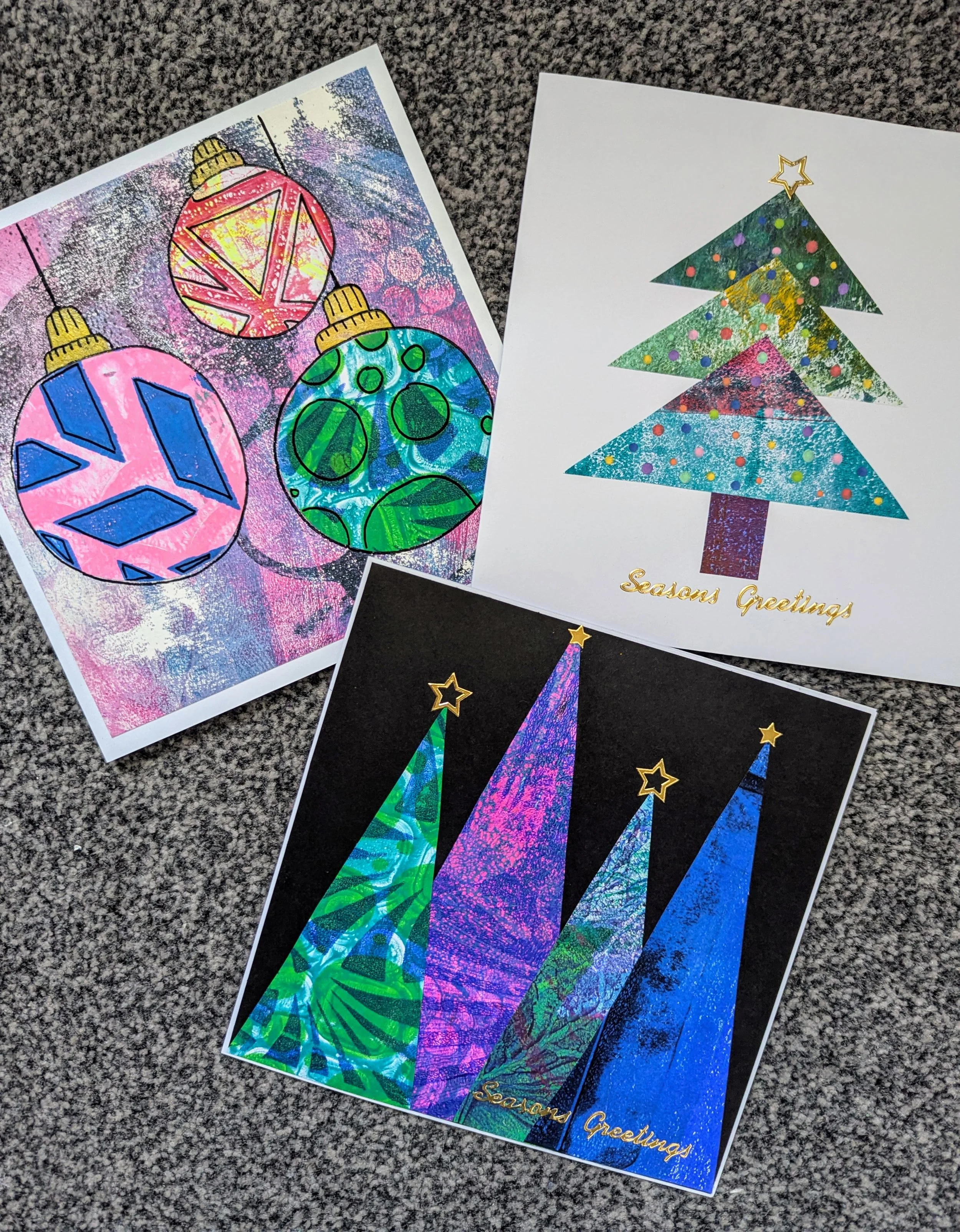 Gelli Printed Christmas Cards