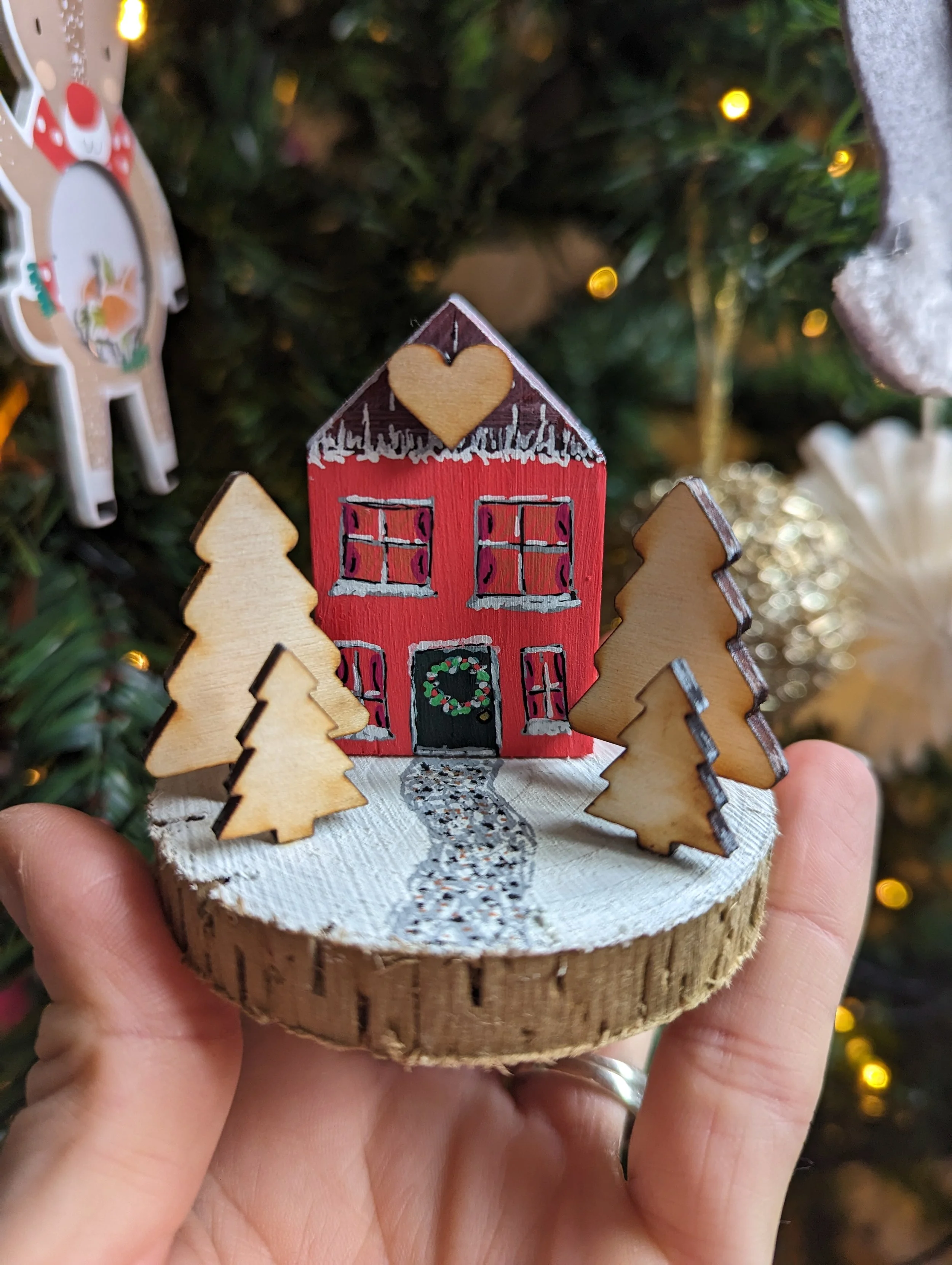 Wooden Christmas House Decoration