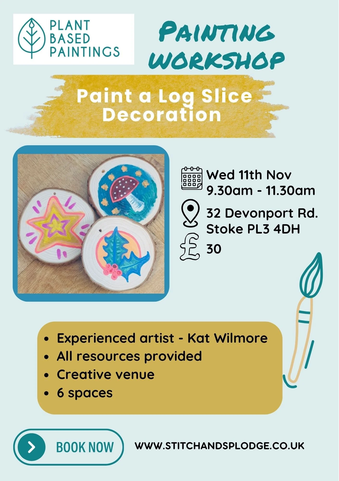 Painting Workshop: Paint a Log Slice Decoration with me