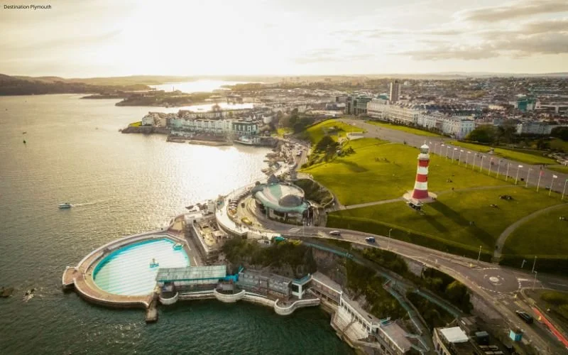 Drone shot of Plymouth Hoe