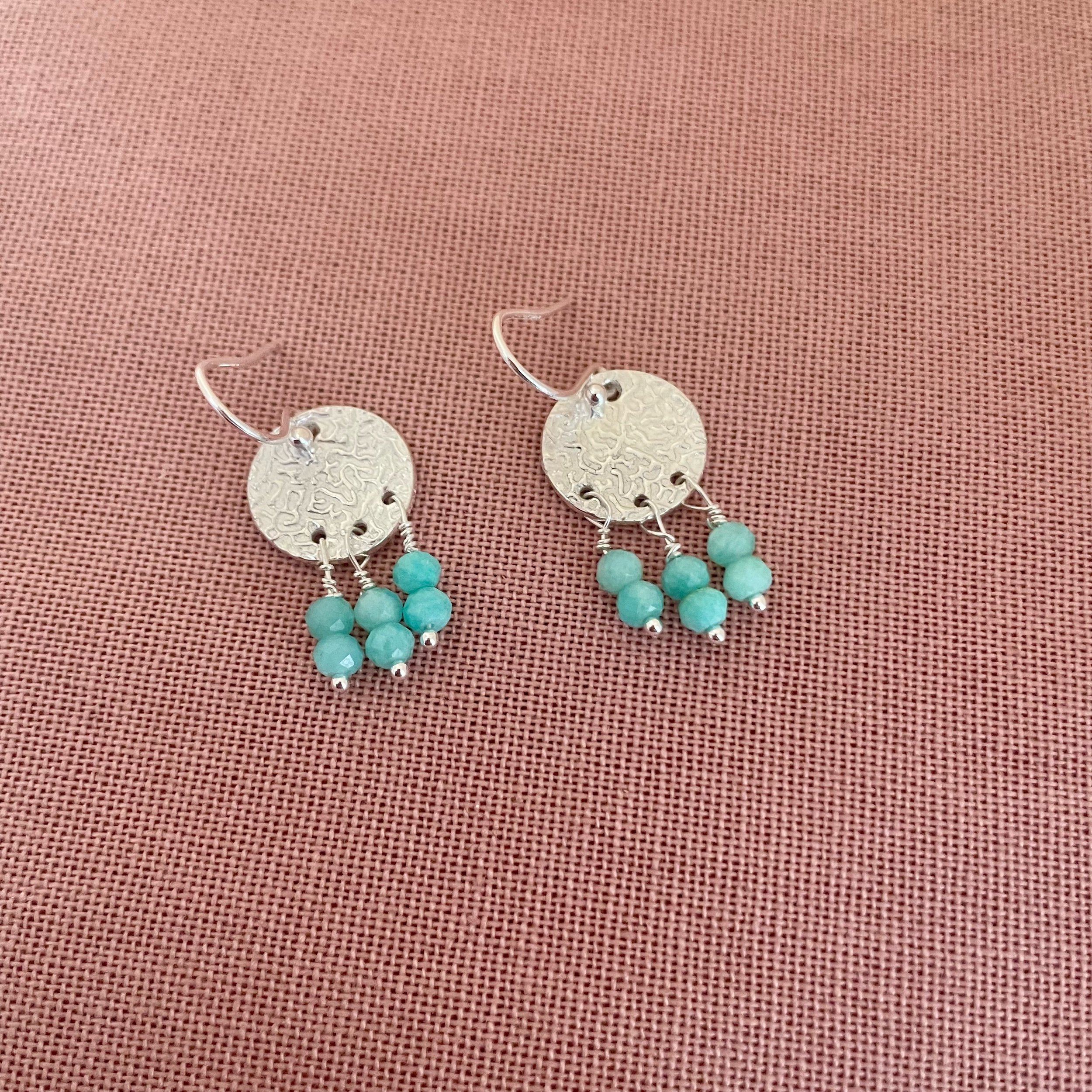 Makara Silver Jewellery Marina Amazonite Bead Earrings Handmade In Devon.jpeg