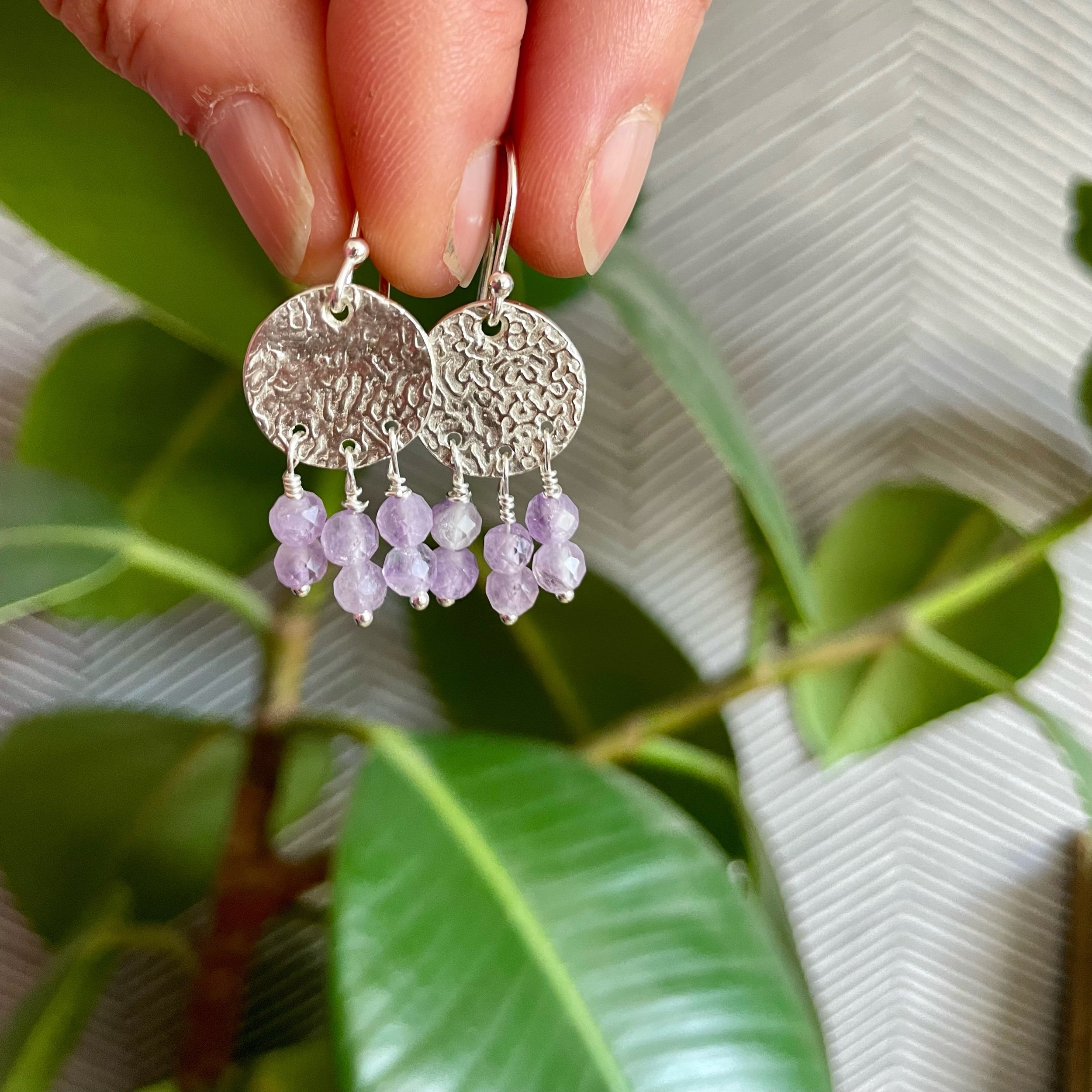 Makara Silver Jewellery Ameythst Bead Earrings Handmade In Devon.jpeg