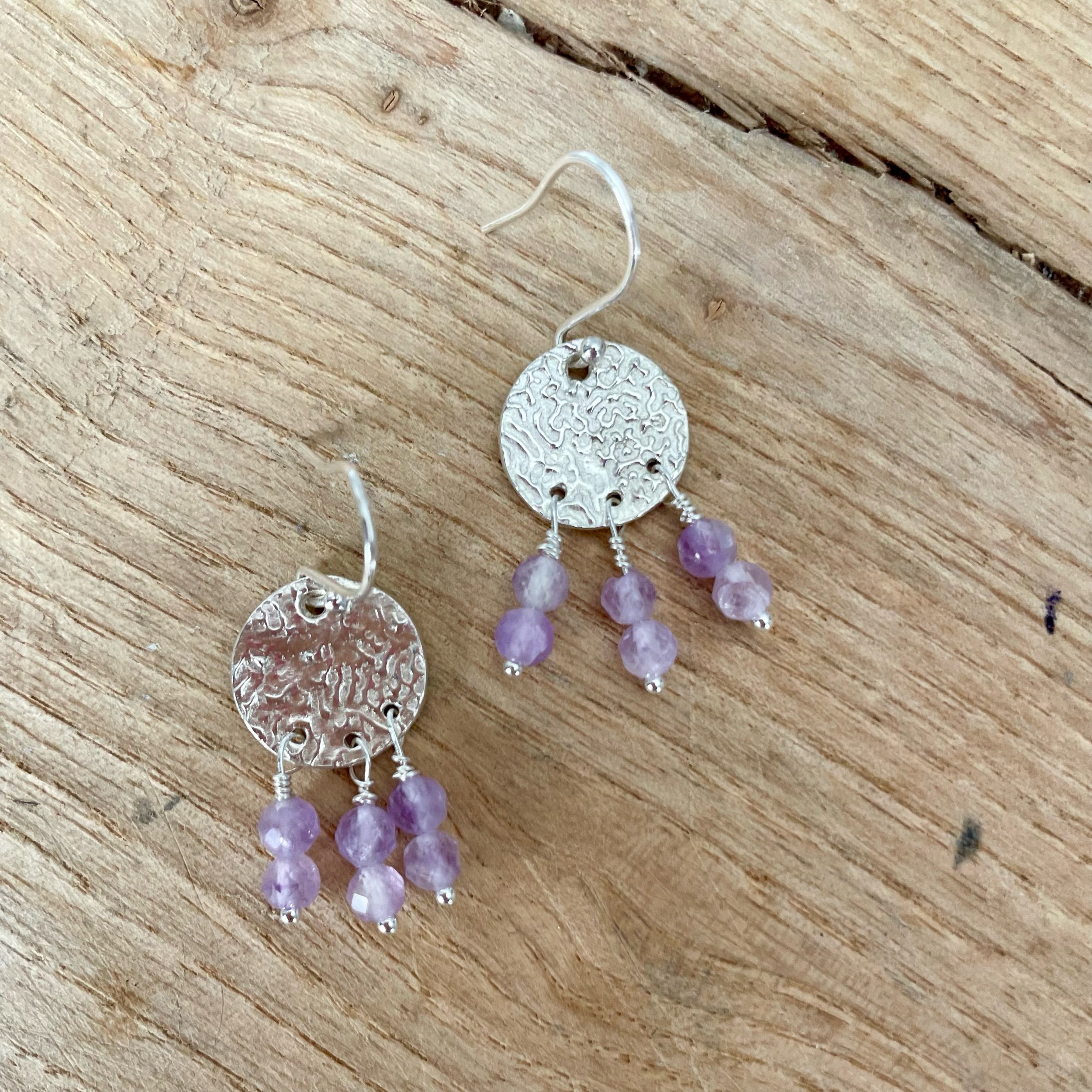Makara Silver Jewellery Ameythst Bead Earrings Handmade In Devon.jpeg