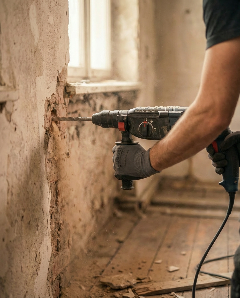 Schlagbohrmaschine schafft den Beton nicht? Bohrhammer Komplettset jetzt sofort in Hamburg mieten
