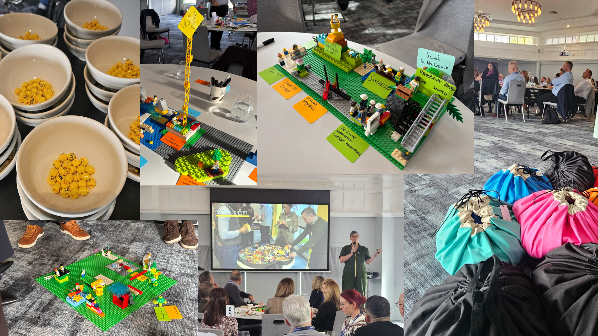 A collage of photos for LSP & LEGO from the event