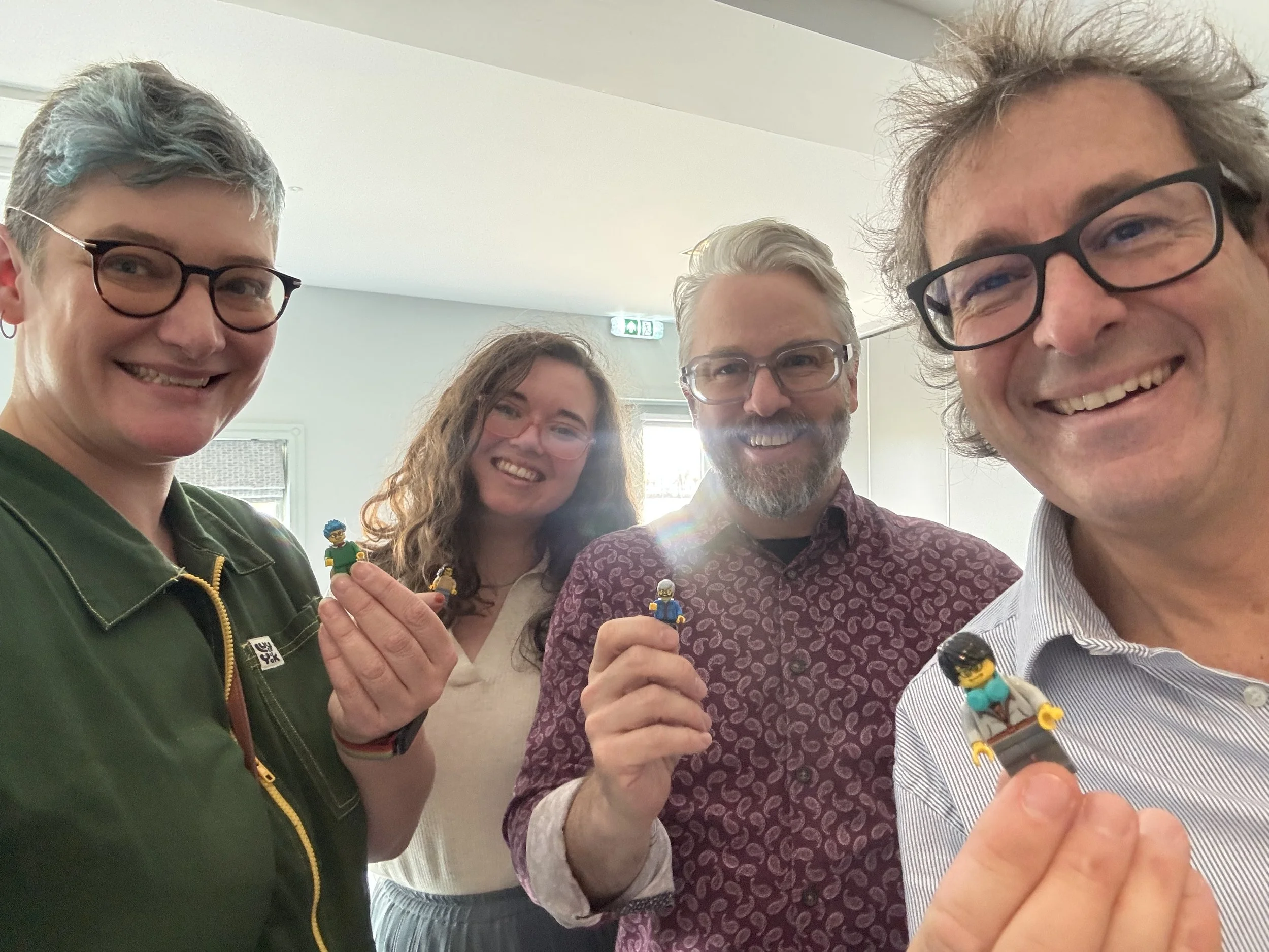 Hari, Calyx, Aaron and Riccardo with our LEGO® Minifigs