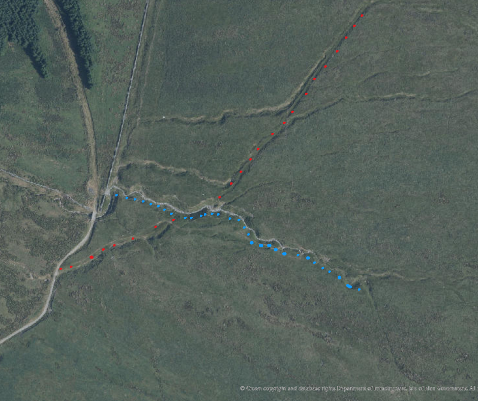 Aerial image of peat track