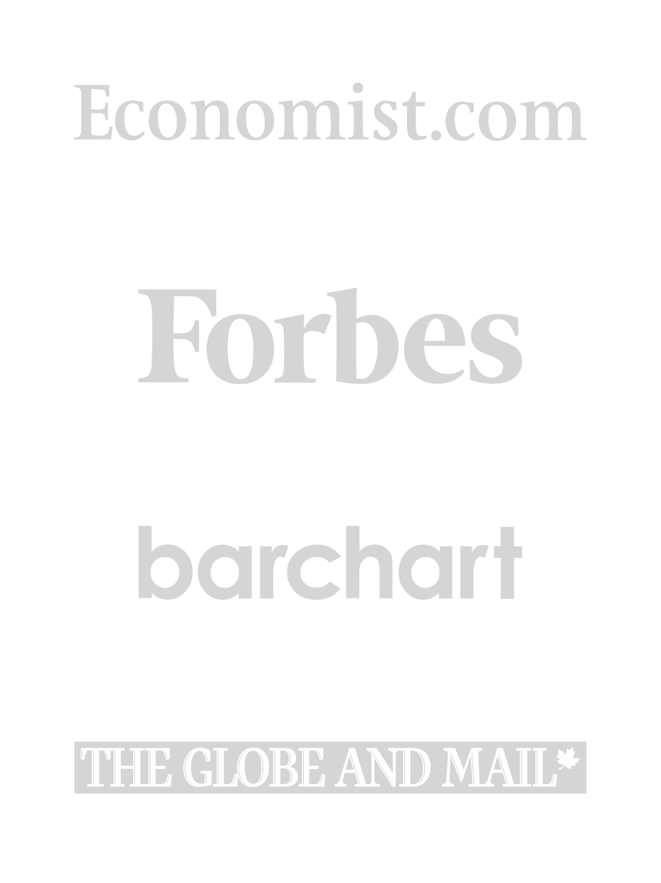 This image features the logo and watermark of 'Economist.com' and 'Forbes' with a caption reading 'The Globe and Mail' in small text at the bottom, all on a plain white background.