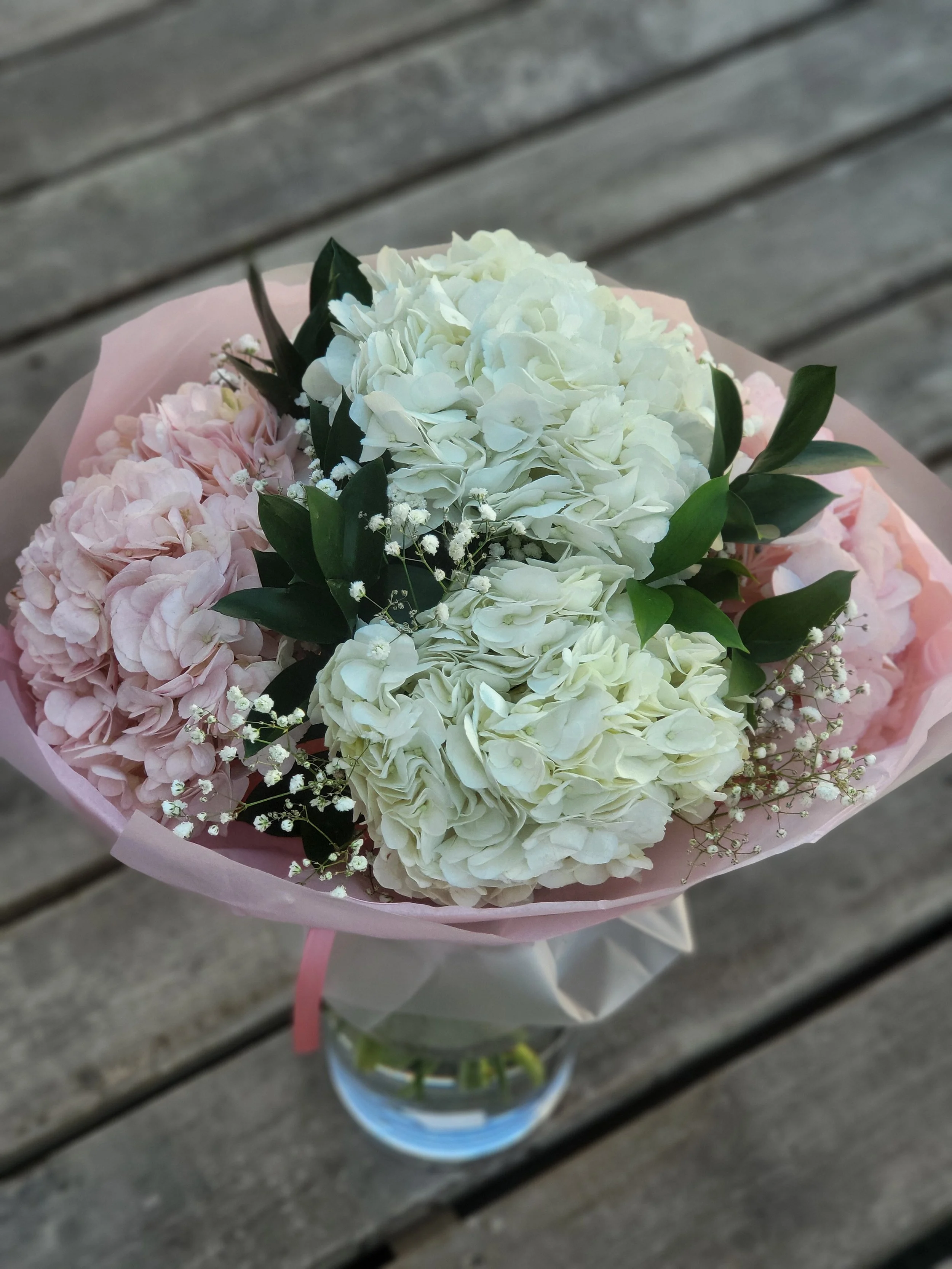 Pink & White Hydrangeas