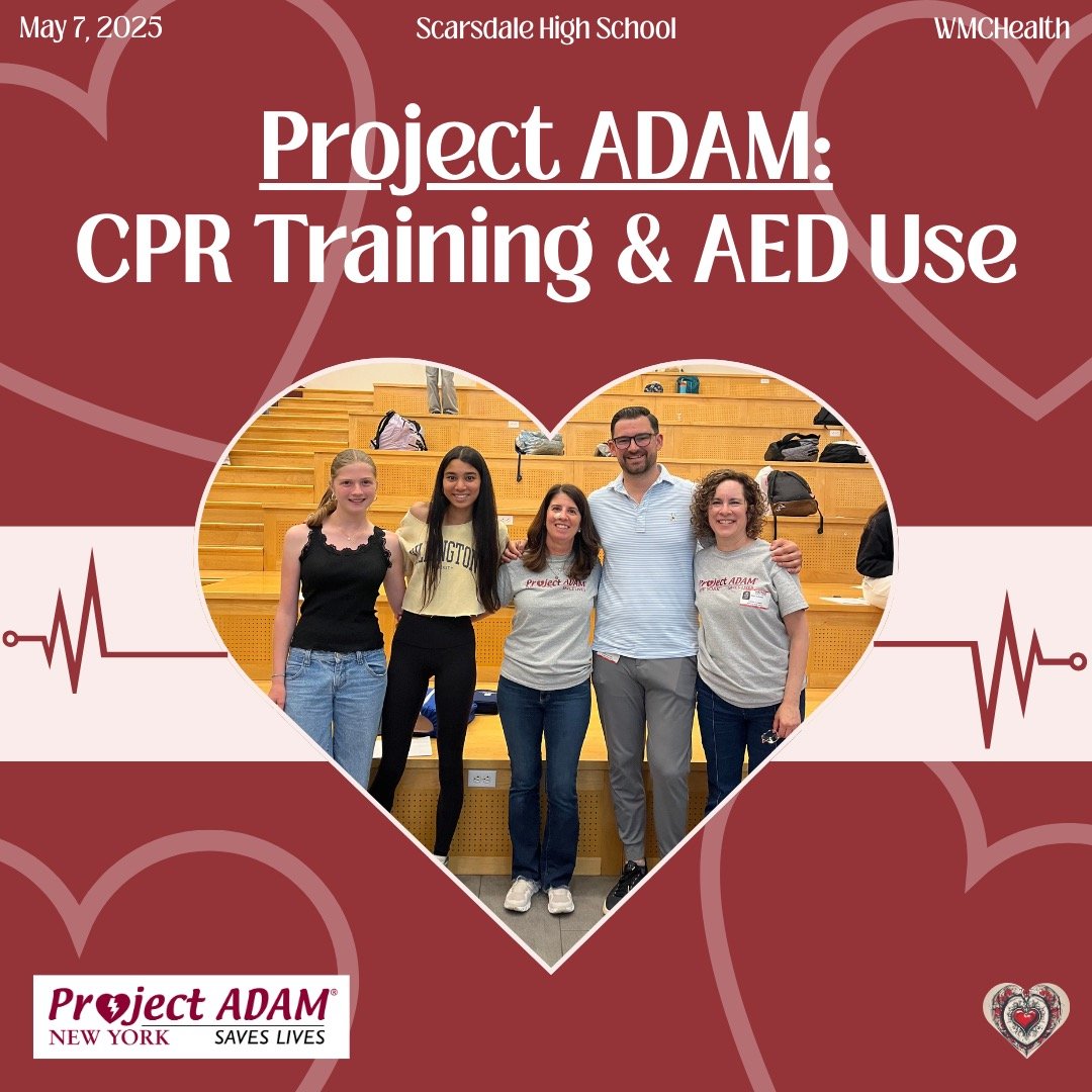 Thank you to Project ADAM, WMCHealth, and NYMC for helping make this sudden cardiac arrest awareness event possible and supporting our efforts to build a safer, more prepared athletic community! We focused on equipping Scarsdale High School&rsquo;s T