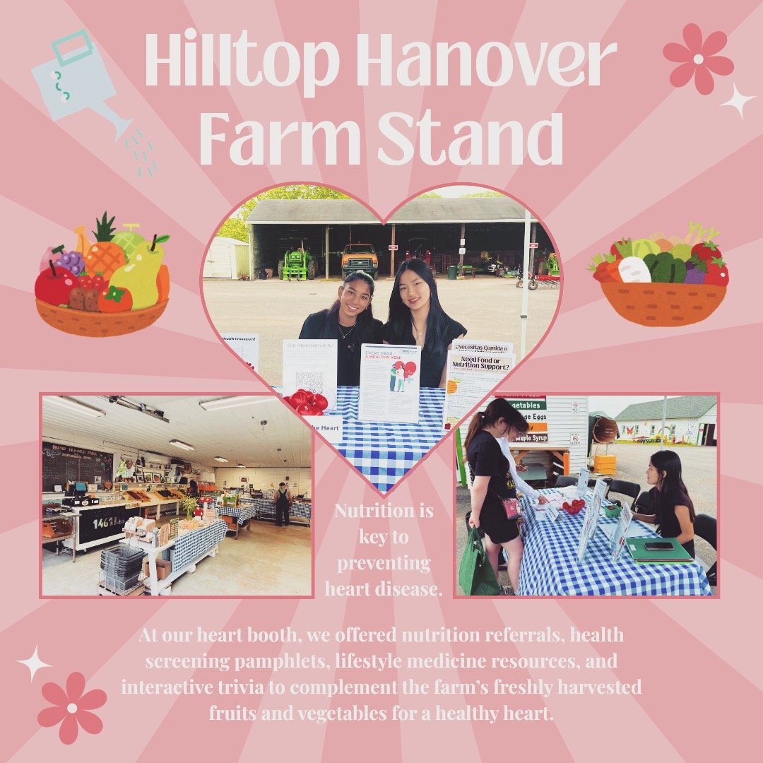 Thank you to Hilltop Hanover Farm for hosting our heart health booth! When it comes to heart disease, it is essential to remember that nutrition is the foundation of prevention and wellness. Lifestyle IS medicine. ❤️🥦 

#hearthealth #nutritionmatter