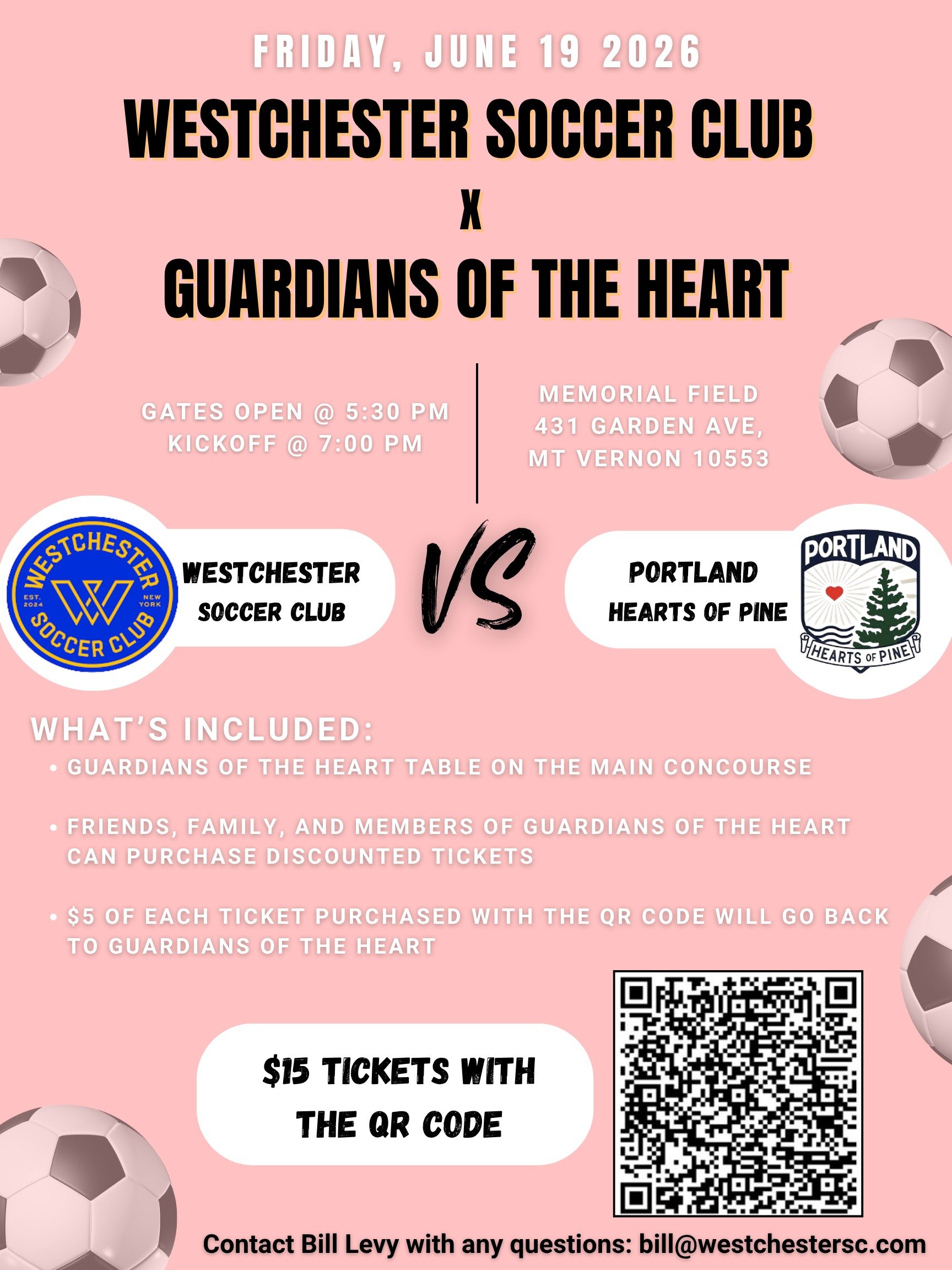Join us on Friday, June 19th at Memorial Field to watch our very own Westchester Soccer Club play their hearts out! ⚽️❤️

We'll be stationed in the Main Concourse with activities, games, and flyers focused on heart health and lifestyle wellness, be s