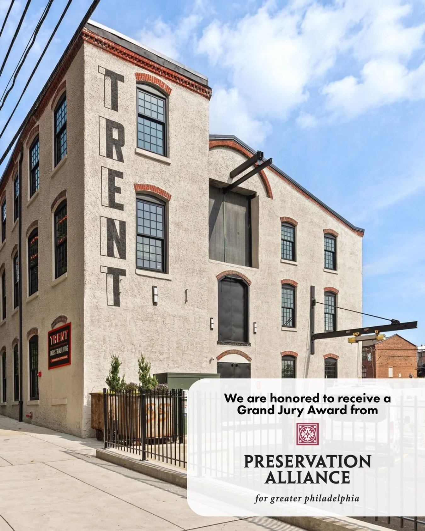 TRENT MANAYUNK receiving a Grand Jury Award at this year&rsquo;s Preservation Achievement Awards by the Preservation Alliance of Greater Philadelphia (@presalliancephl) is incredibly meaningful to us.⁠
⁠
As developers focused on adaptive reuse and hi