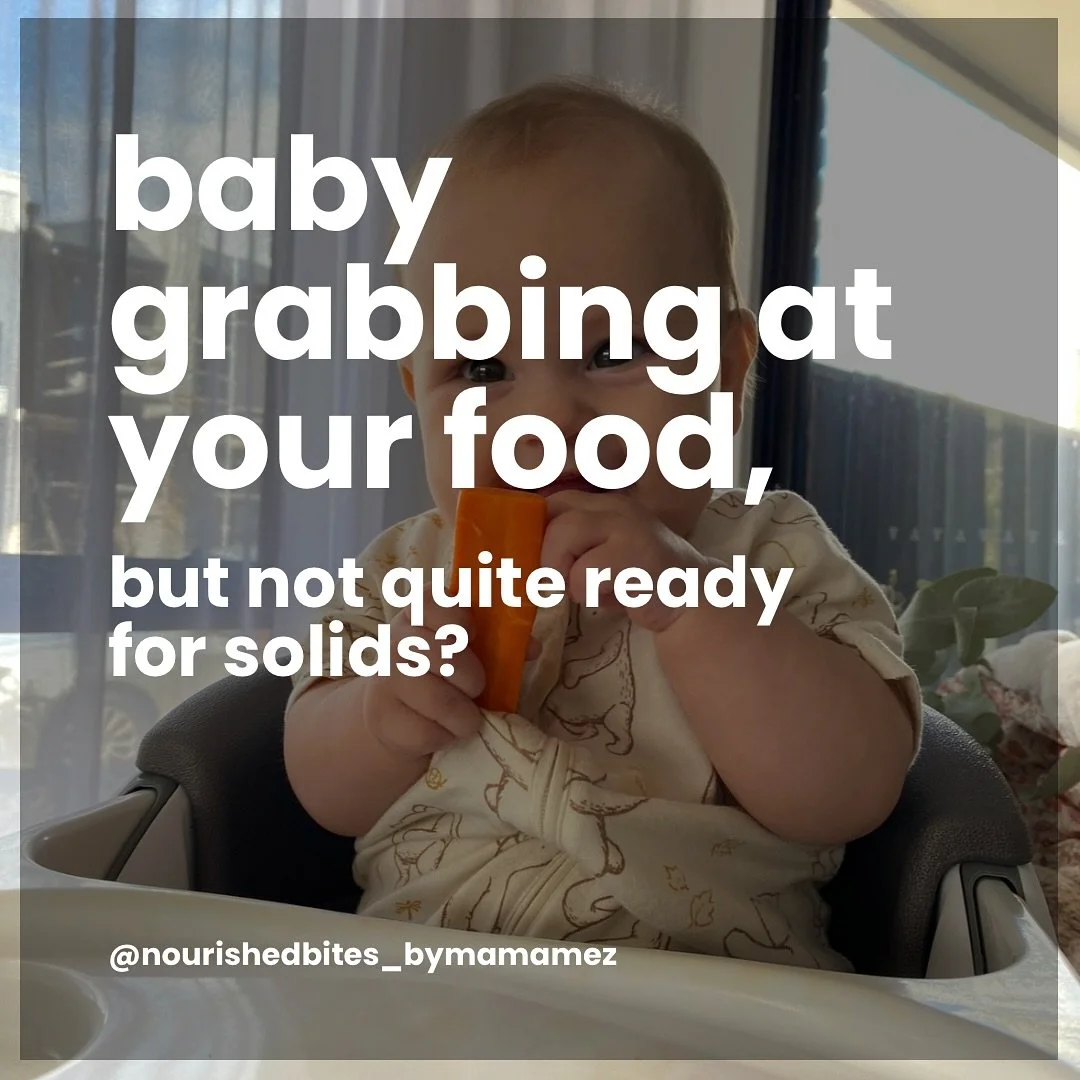 👶🏻 Is your little one grabbing at food, but isn&rsquo;t quite ready for solids yet? Try this little handy hack! 

Prop your little one up with a towel for some extra support in their high chair &amp; hand them a peeled carrot (or the wide part of a