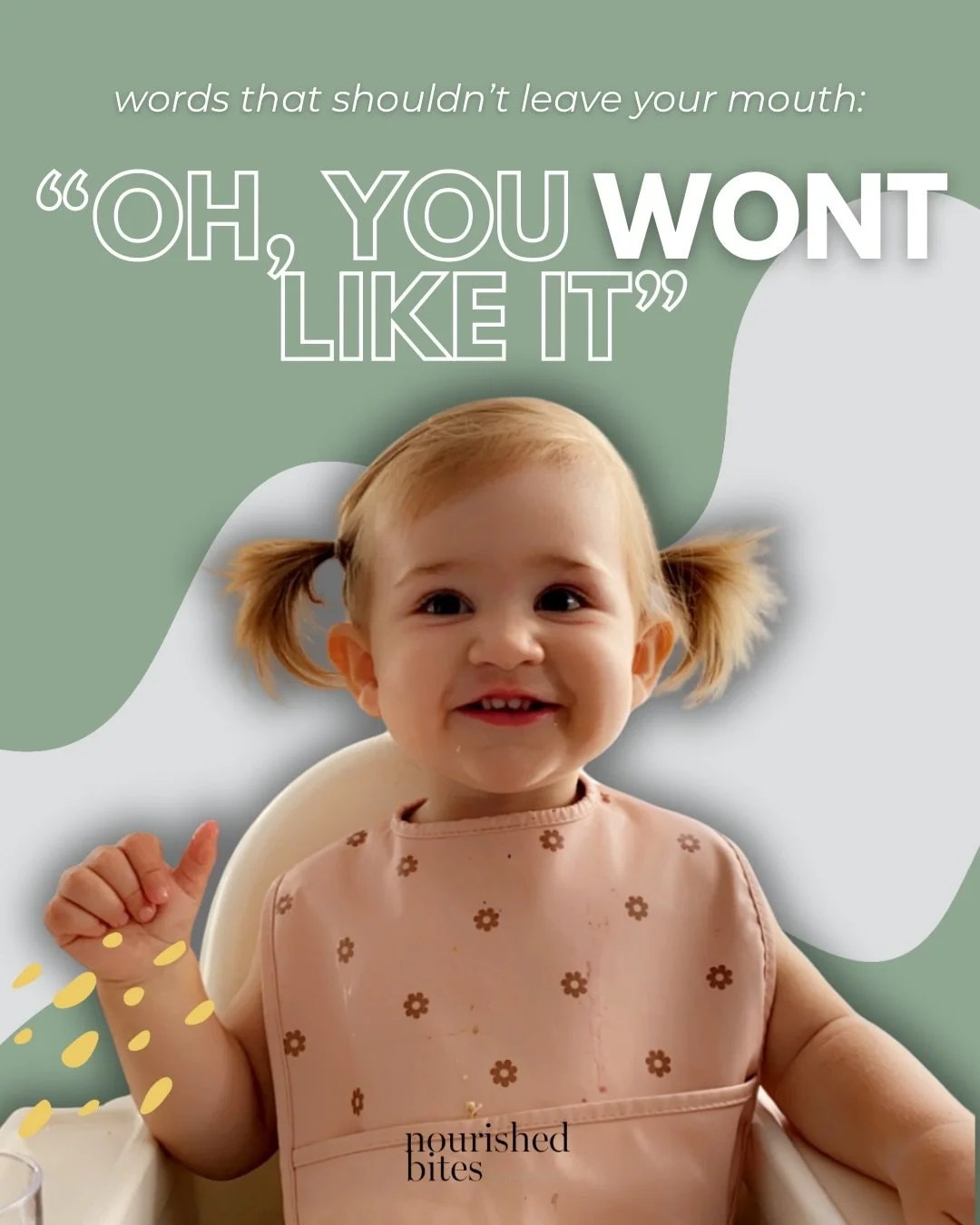 Ever been caught out saying these words? I sure have! 🙋🏻&zwj;♀️ 

&ldquo;Oh, you won&rsquo;t like it!&rdquo; ~ why can these words put a dampener on our kids culinary exploration? 

Well, you&rsquo;re straight off the bat setting them up for failur