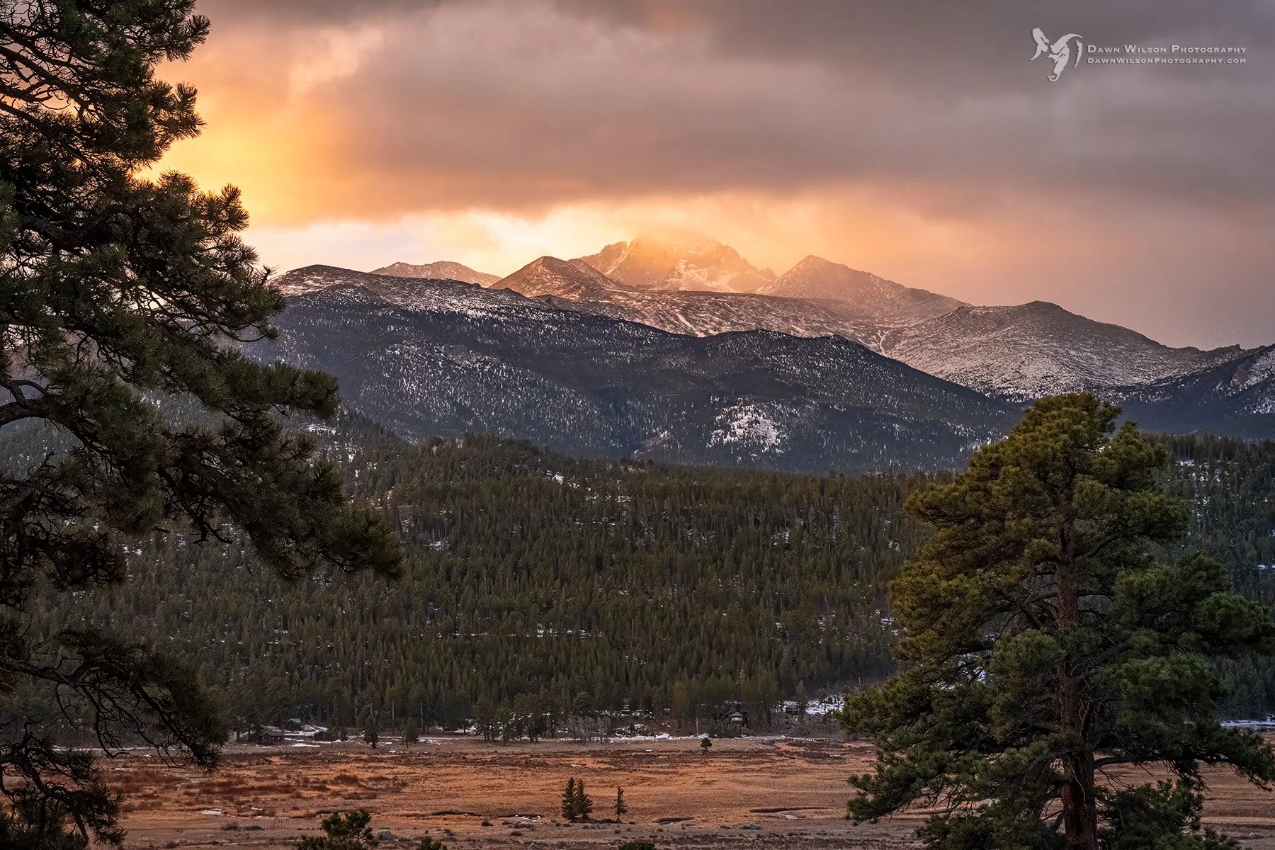 Longs Peak at sunrise in Rocky Mountain National Park, Colorado. Photographed with a Nikon 24-70mm lens at 70mm.
