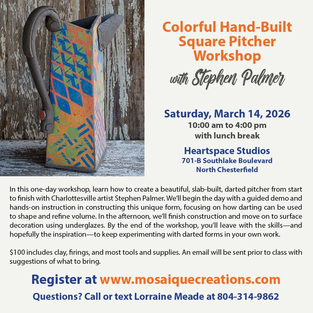 Colorful Hand-Built Square Pitcher Workshop with Stephen Palmer