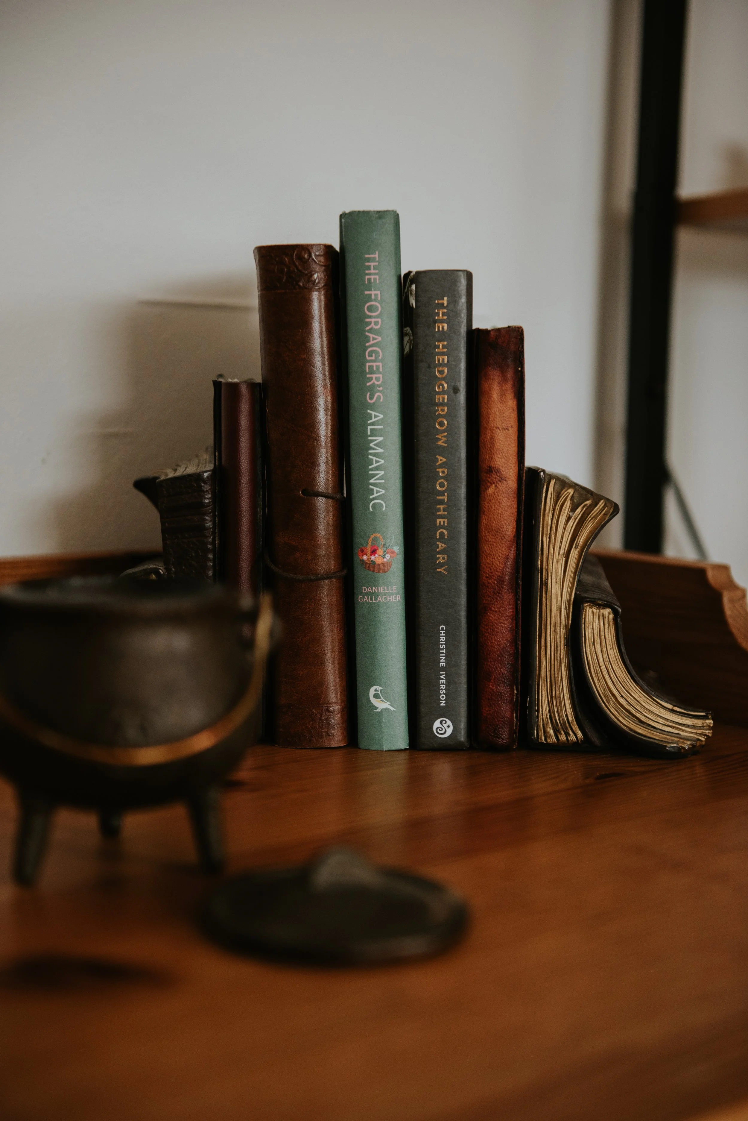 A stack of old looking witch books.