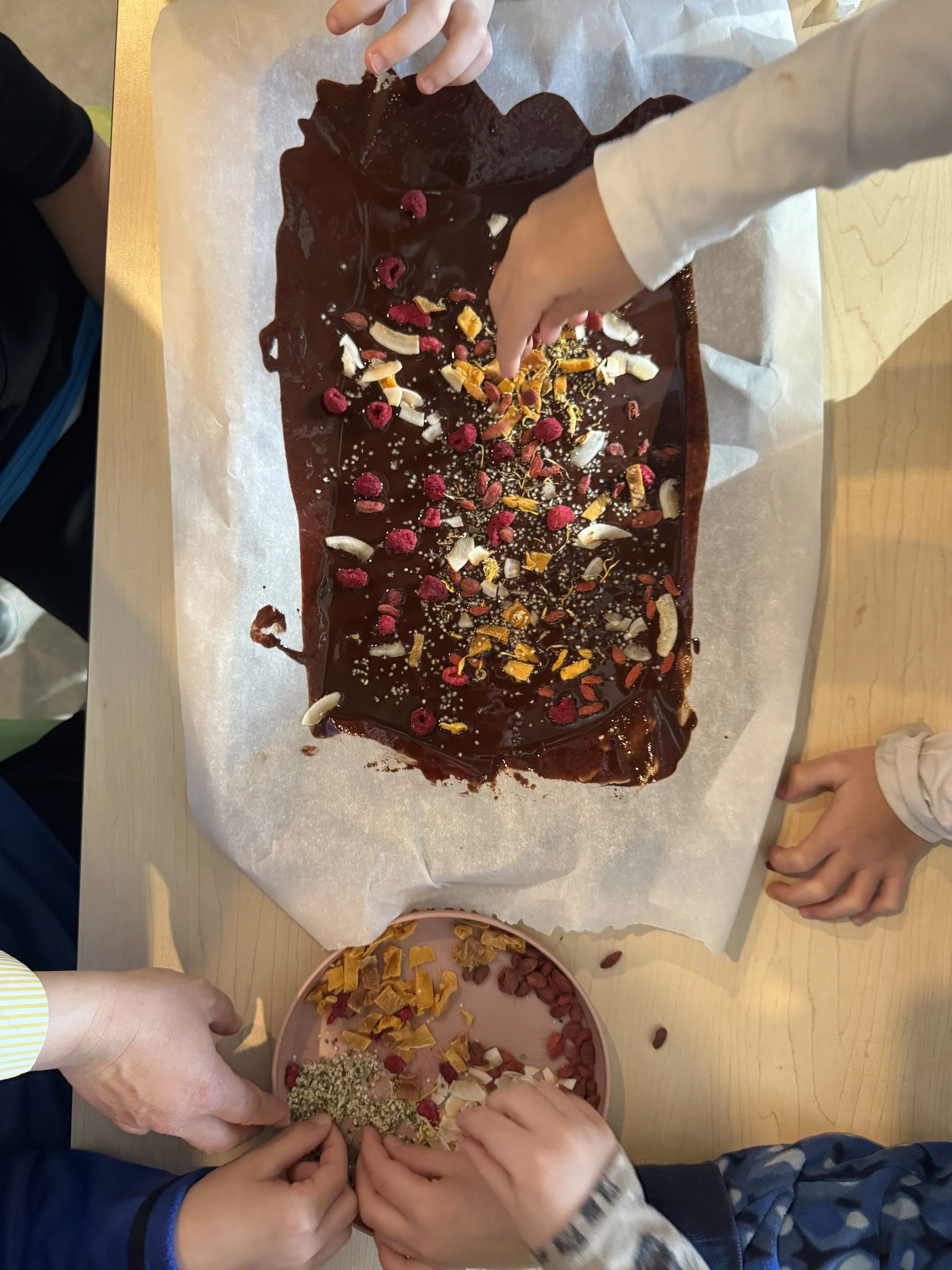 Écorce de chocolat aux fruits séchés et aux fleurs