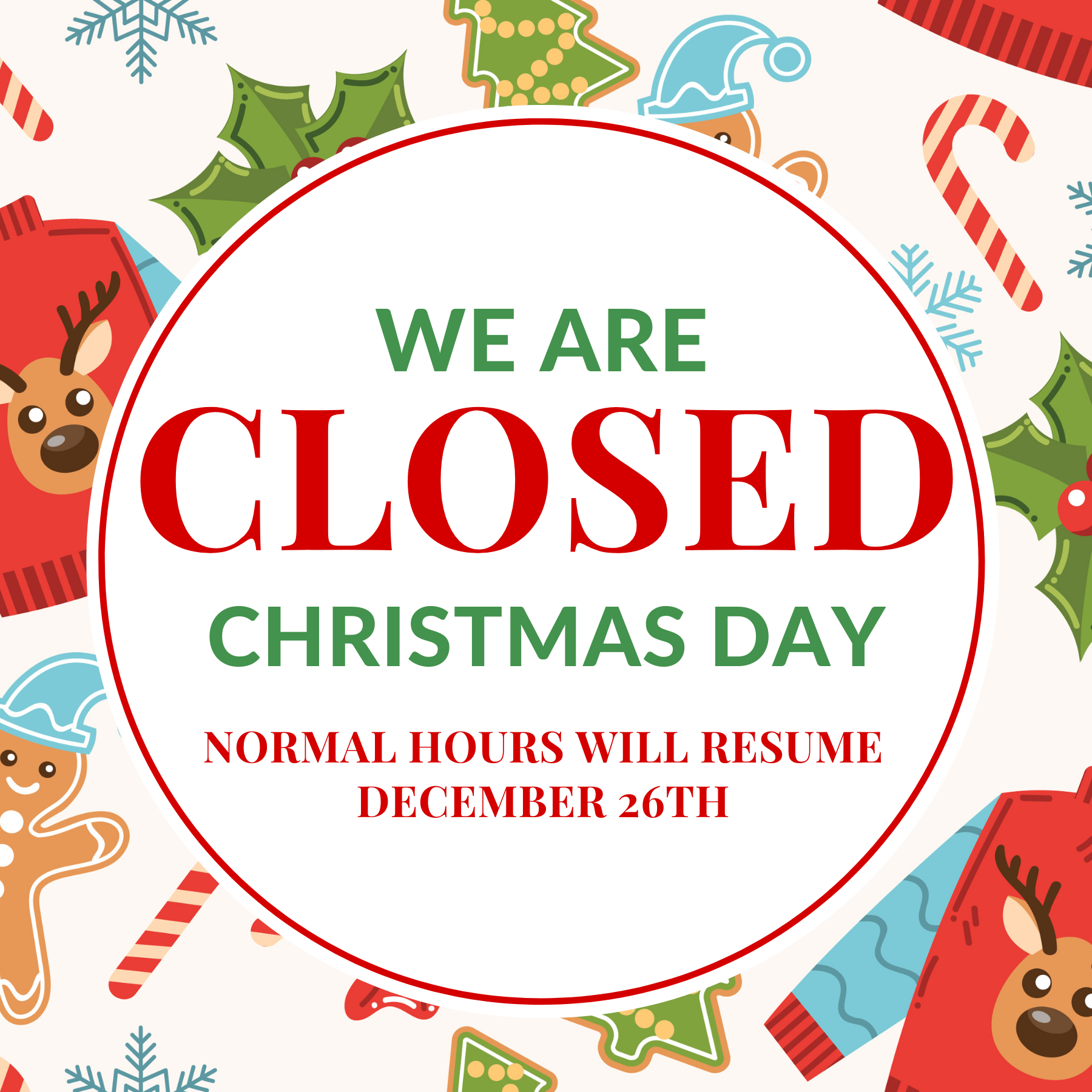 CLOSED for Christmas Day