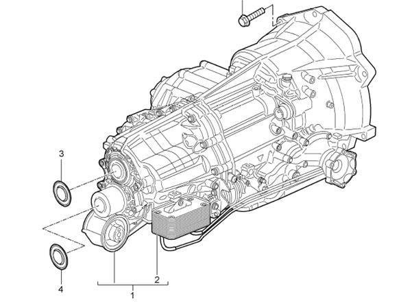 PDK gearbox end case covers and shaft access points.