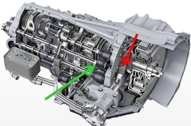 PDK clutch pressure sensor cutaway showing sensor and connector location.