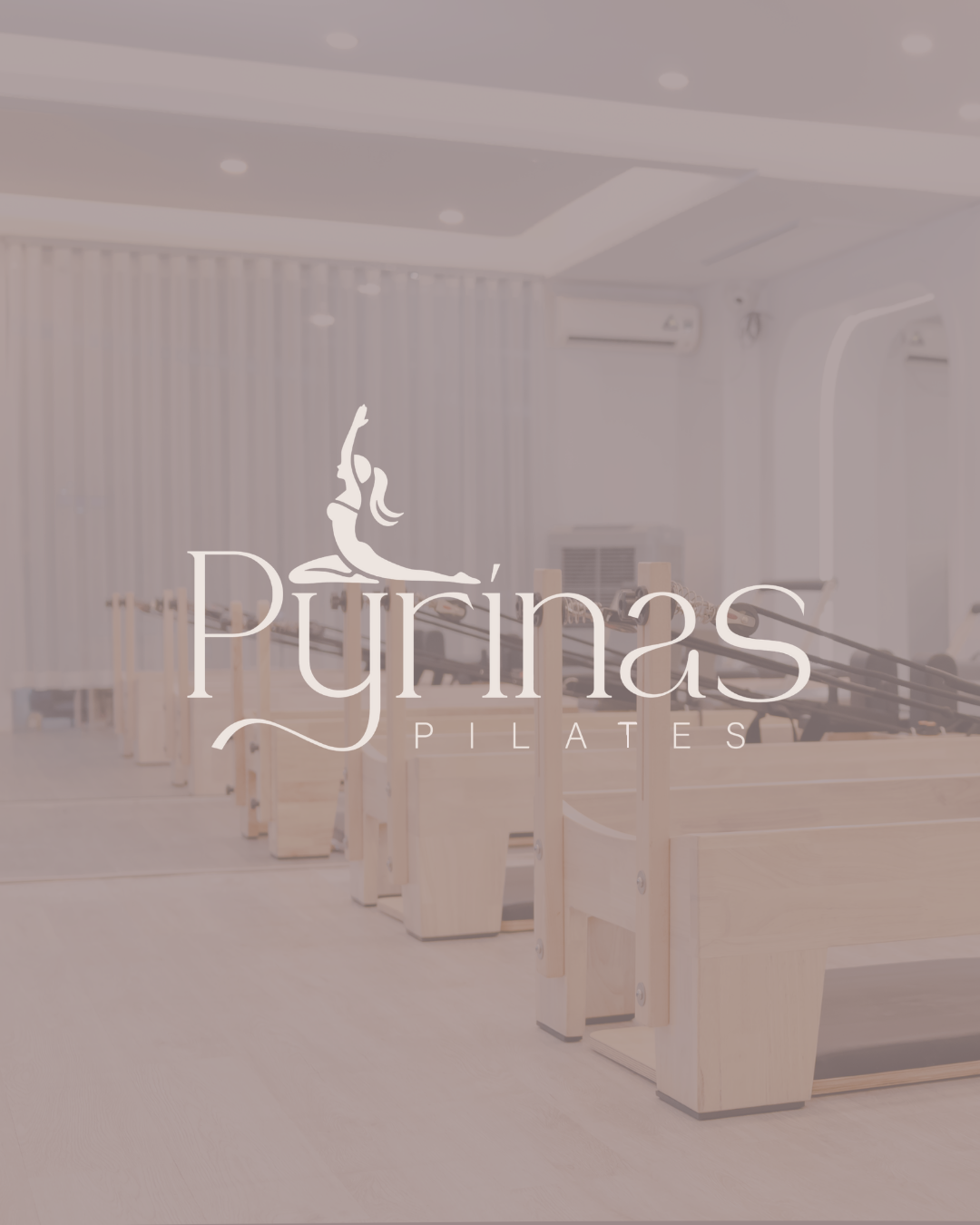 Logo design over a pilates studio. modern luxury minimal